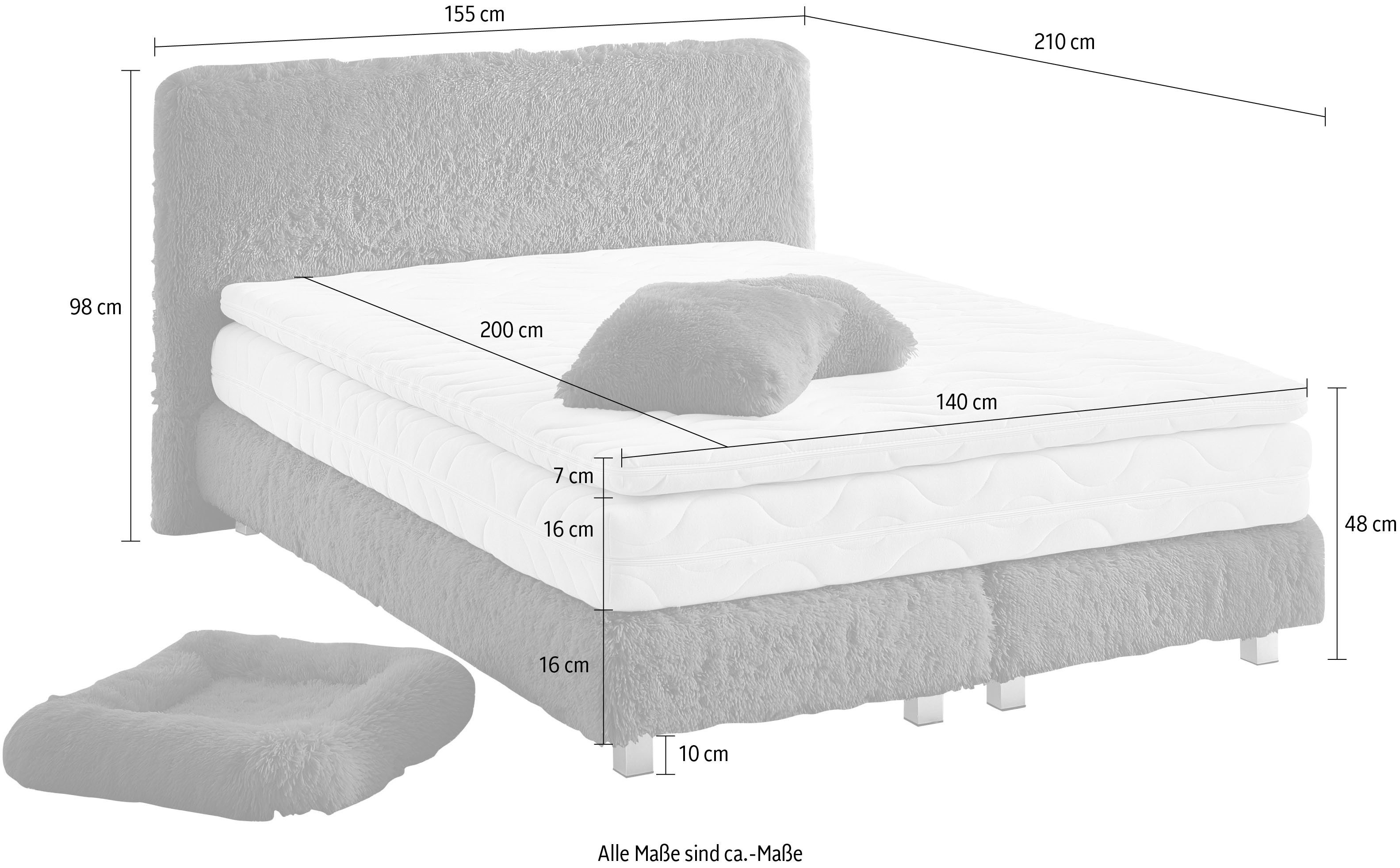 Westfalia Polsterbetten Boxspring Nara van faux-bont, verkrijgbaar in h2, h3 & h4