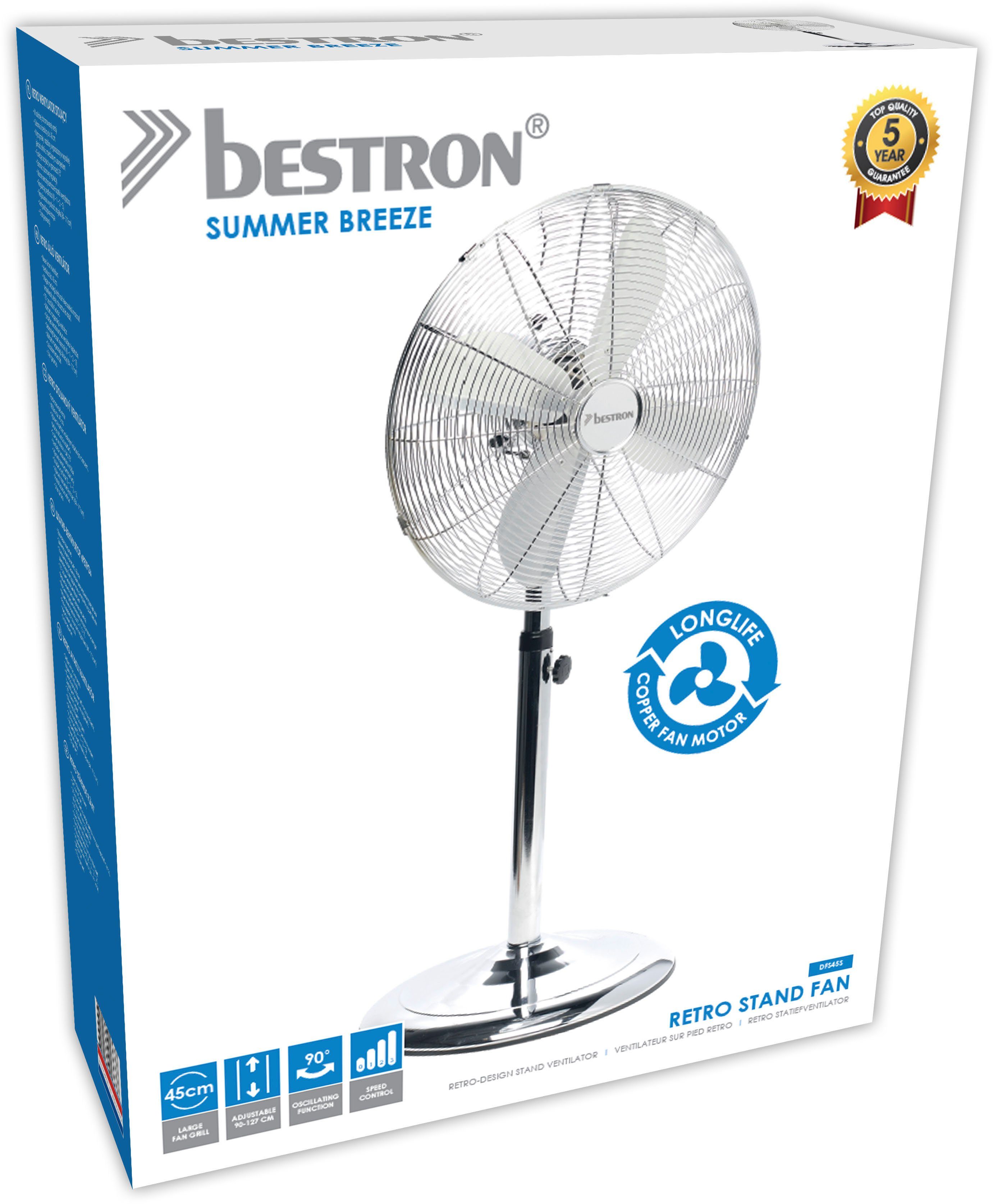 bestron Staande ventilator DFS45S Draaifunctie, retrodesign, øxh: 45x127 cm, 50 W