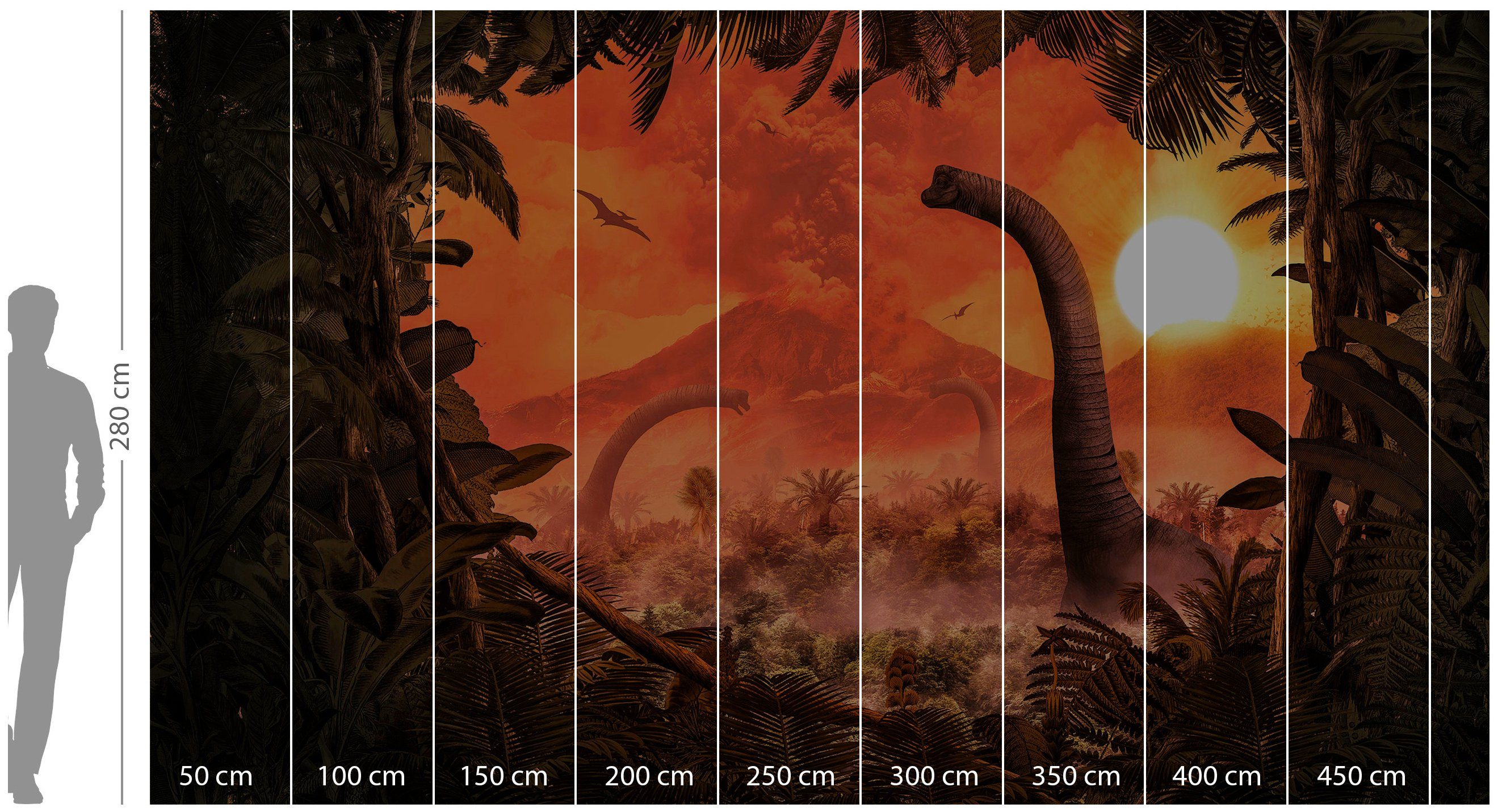 Komar Vliesbehang Digitale print vlies - Brachiosaurus Panorama - Afmeting 500 x 280 cm