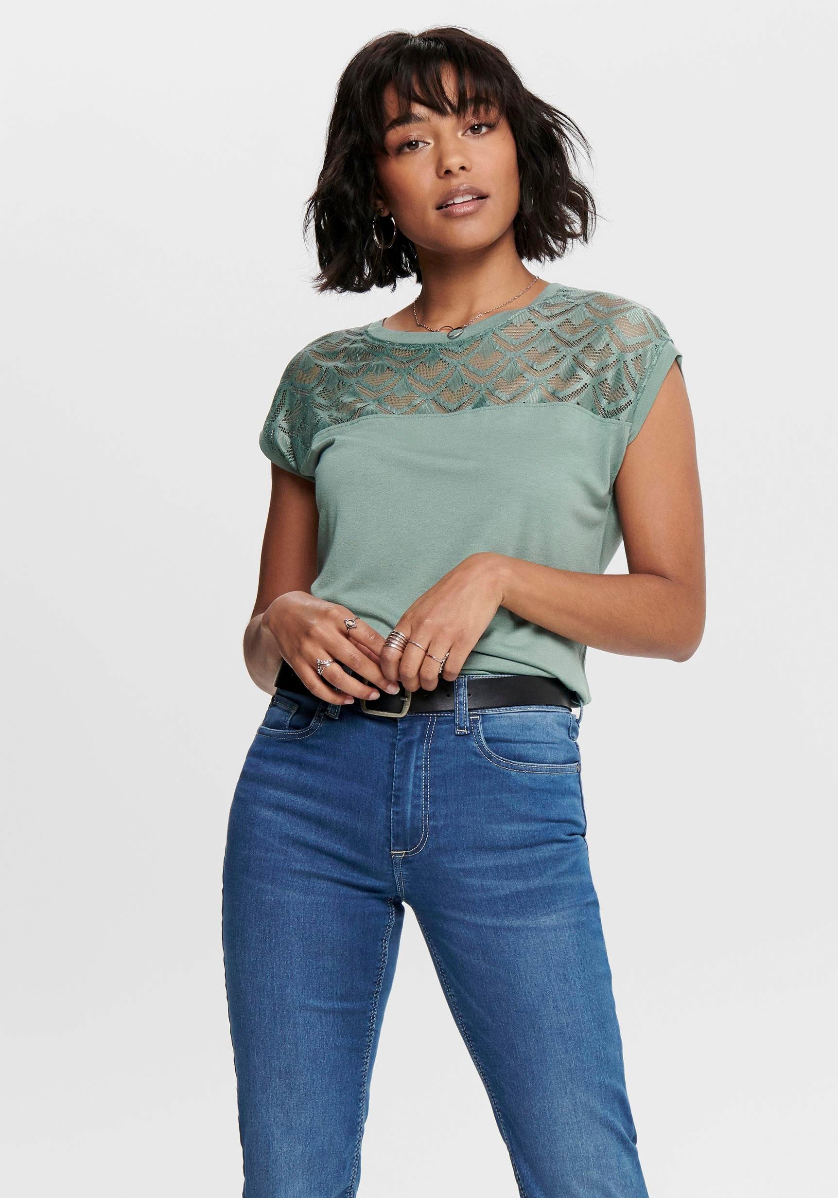 Only Kanten shirt ONLNICOLE LIFE S/S MIX TOP JRS NOOS