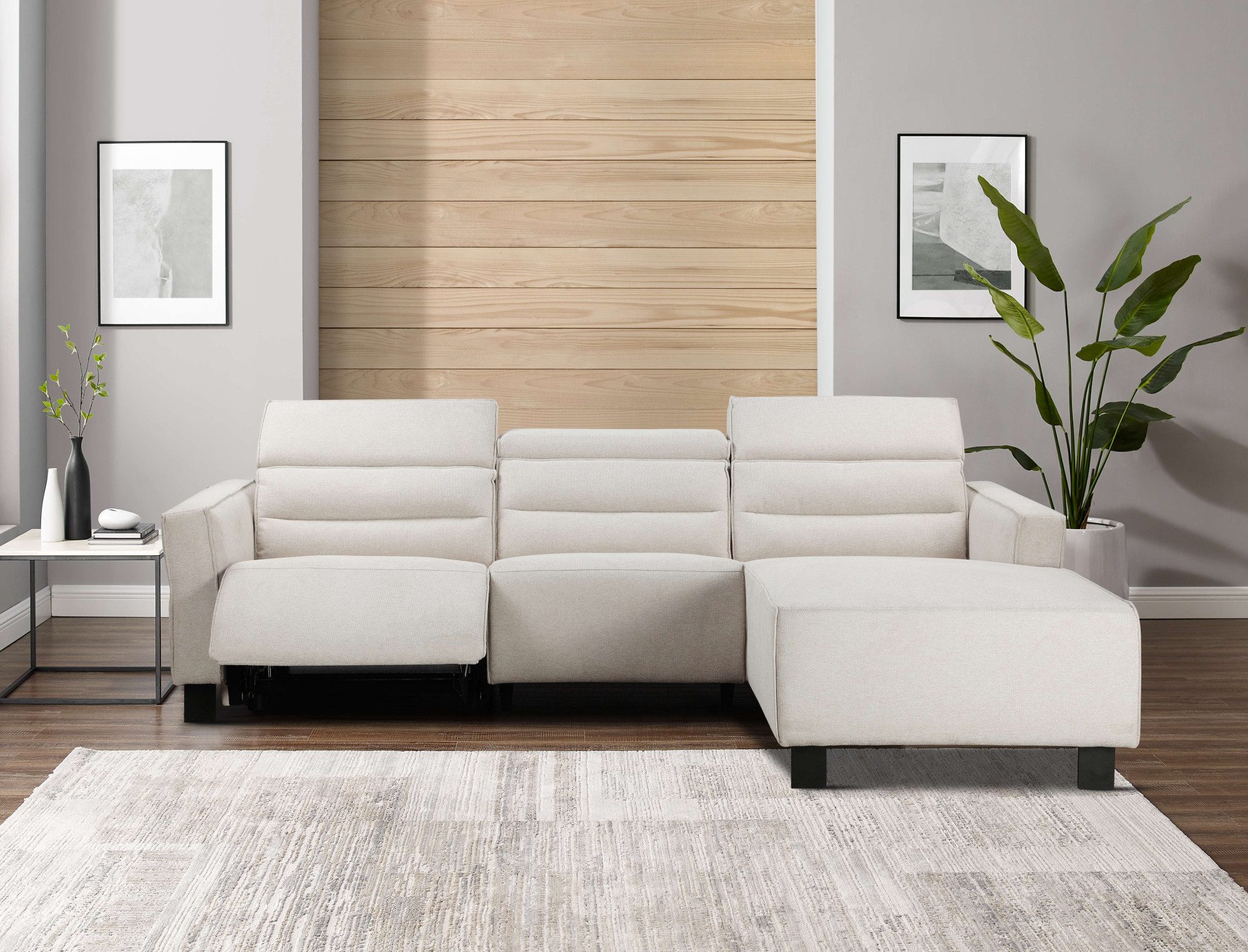 Places of Style Hoekbank Carpari, L-vorm, 263 cm, handmatige of elektrische relaxfunctie