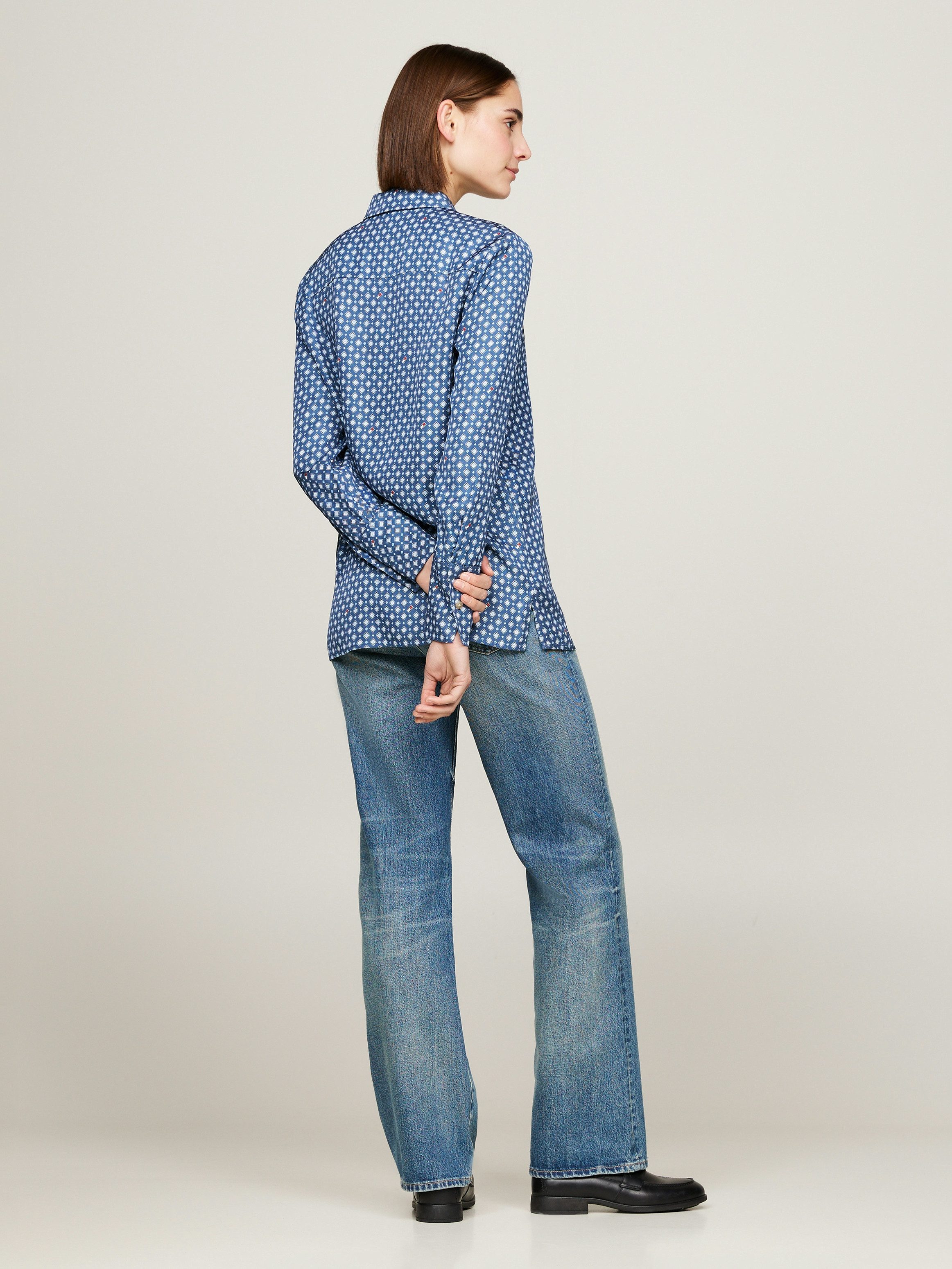 Tommy Hilfiger Overhemdblouse FOULARD REGULAR SHIRT met tommy hilfiger-logo