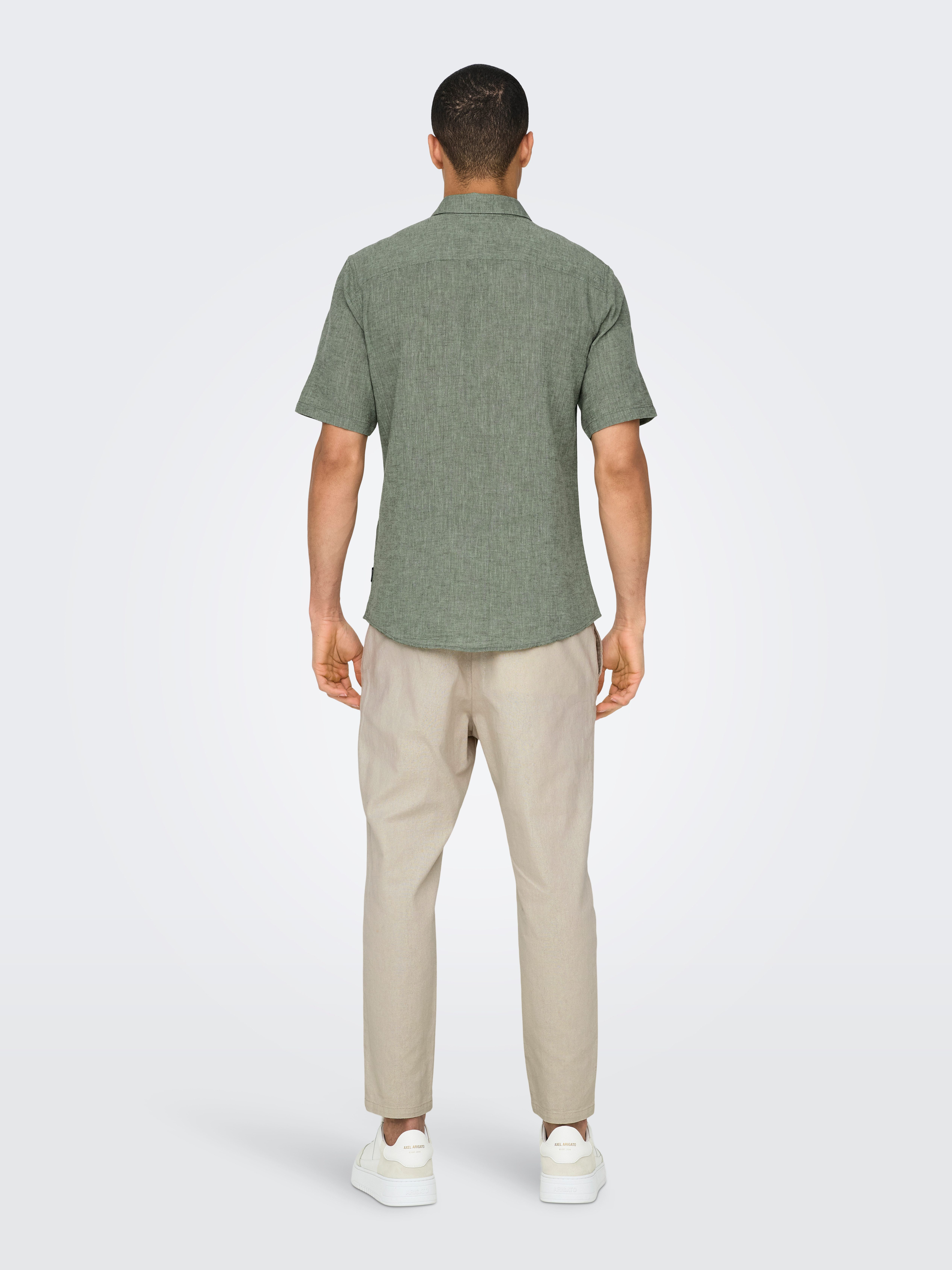 ONLY & SONS Overhemd met korte mouwen ONSCAIDEN SS SOLID LINEN SHIRT NOOS