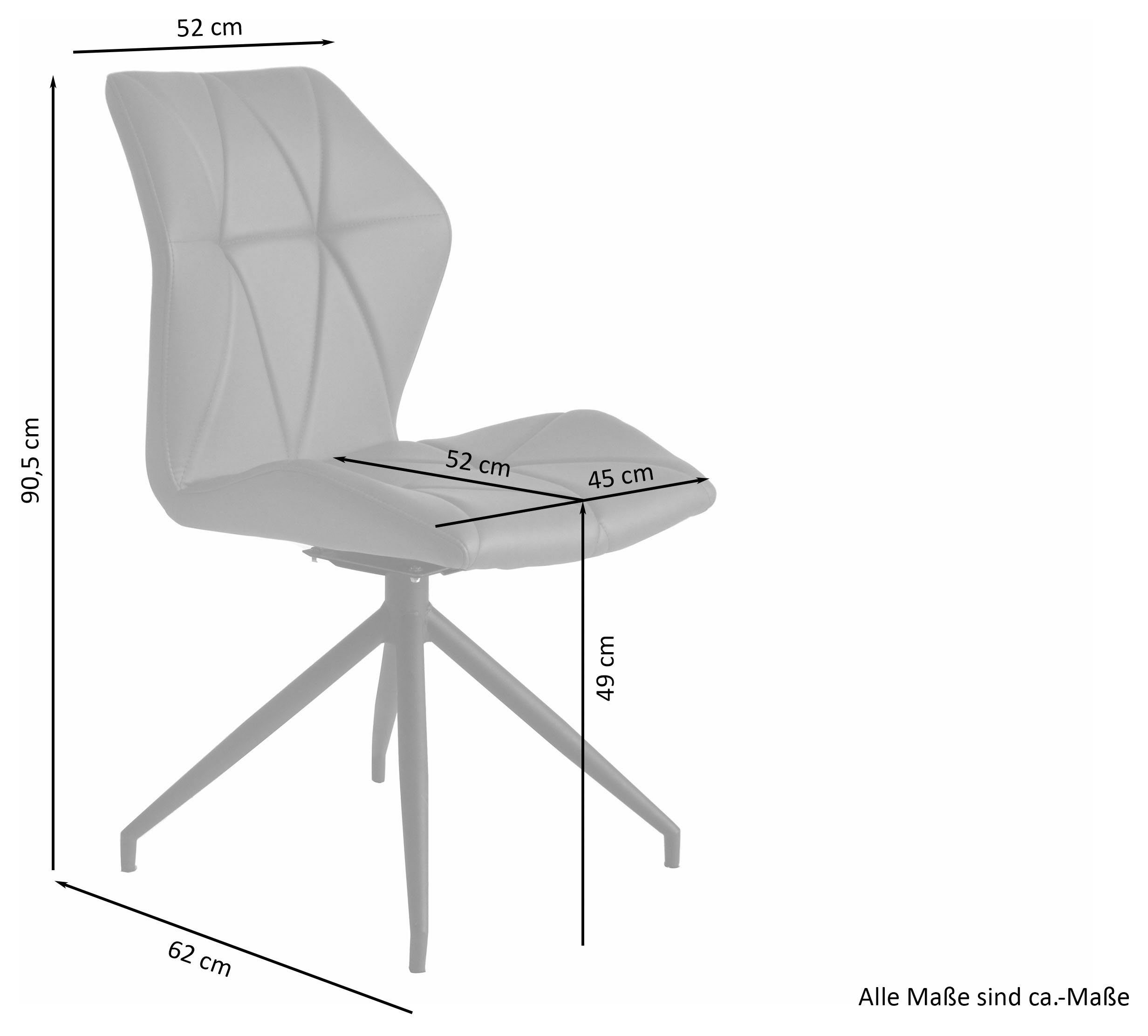 byLIVING Eetkamerstoel Imke set van 2, gezellige eetkamerstoel met stiksels, 360° draaibaar (set, 2 stuks)