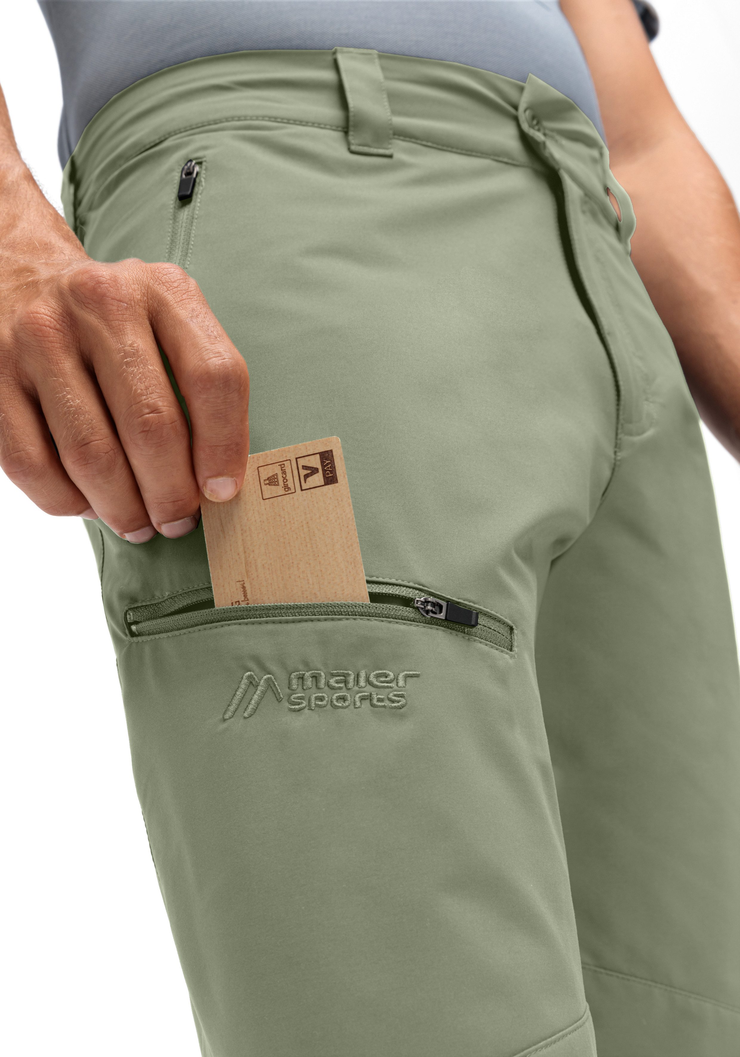 Maier Sports Outdoorbroek Nil Loop Heren wandelbroek, functionele broek met zakken + riem, regular fit