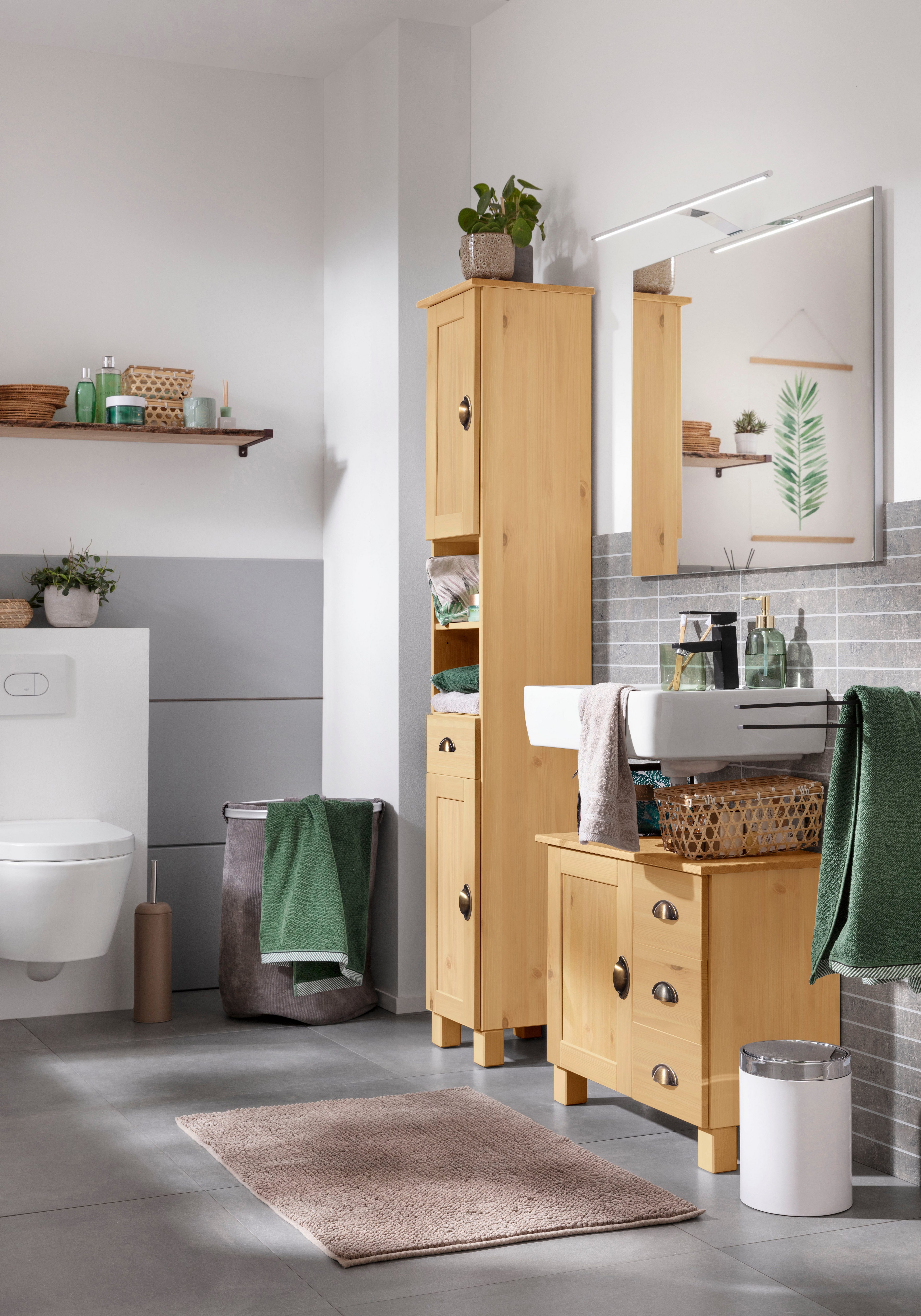 Home affaire Wastafelonderkast Oslo Grenen, 1 deur en 3 laden, breedte 60 cm, hoogte 55 cm
