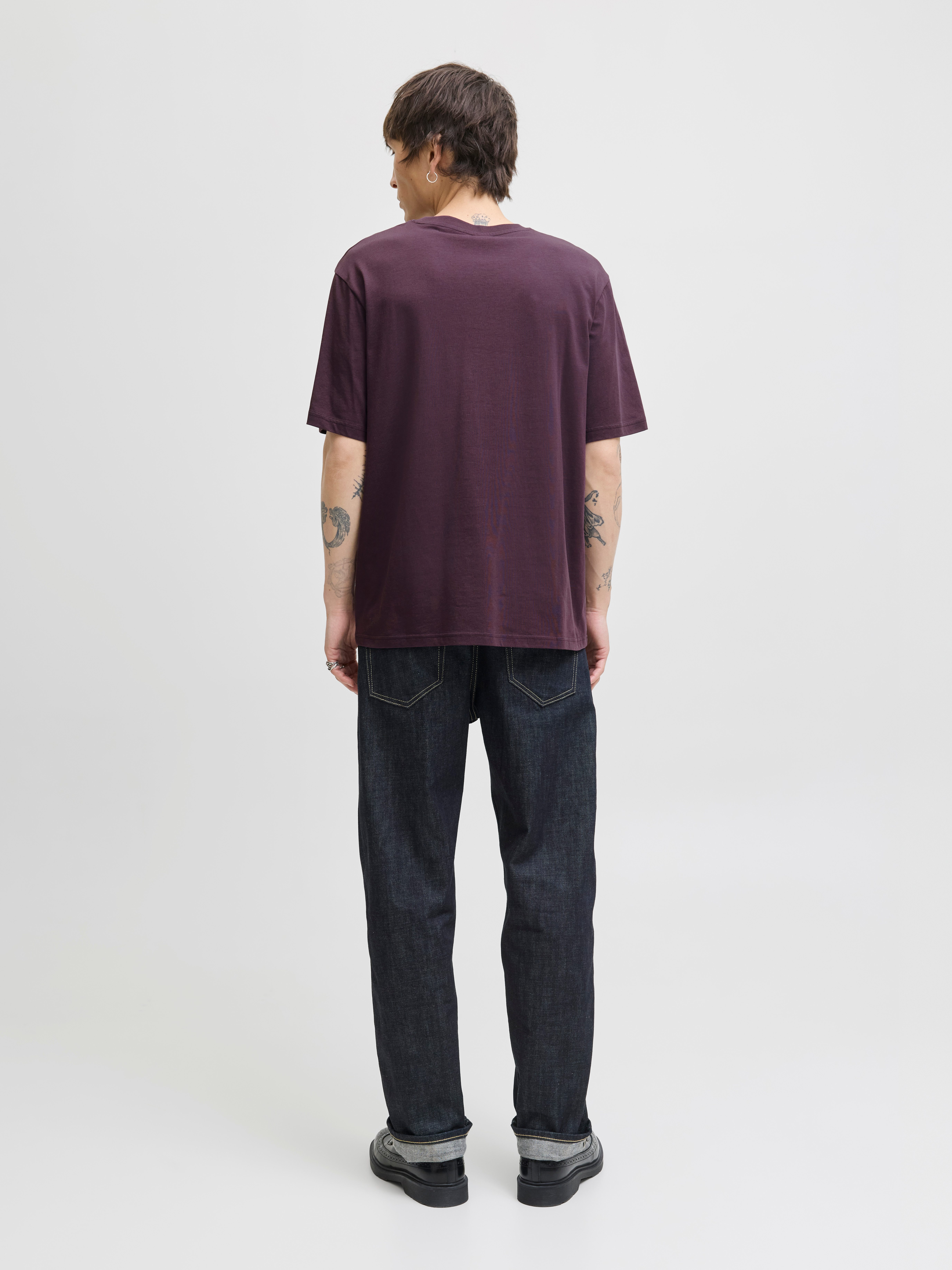 Jack & Jones Shirt met ronde hals JJESTAR met pigmentprint en katoengevoel