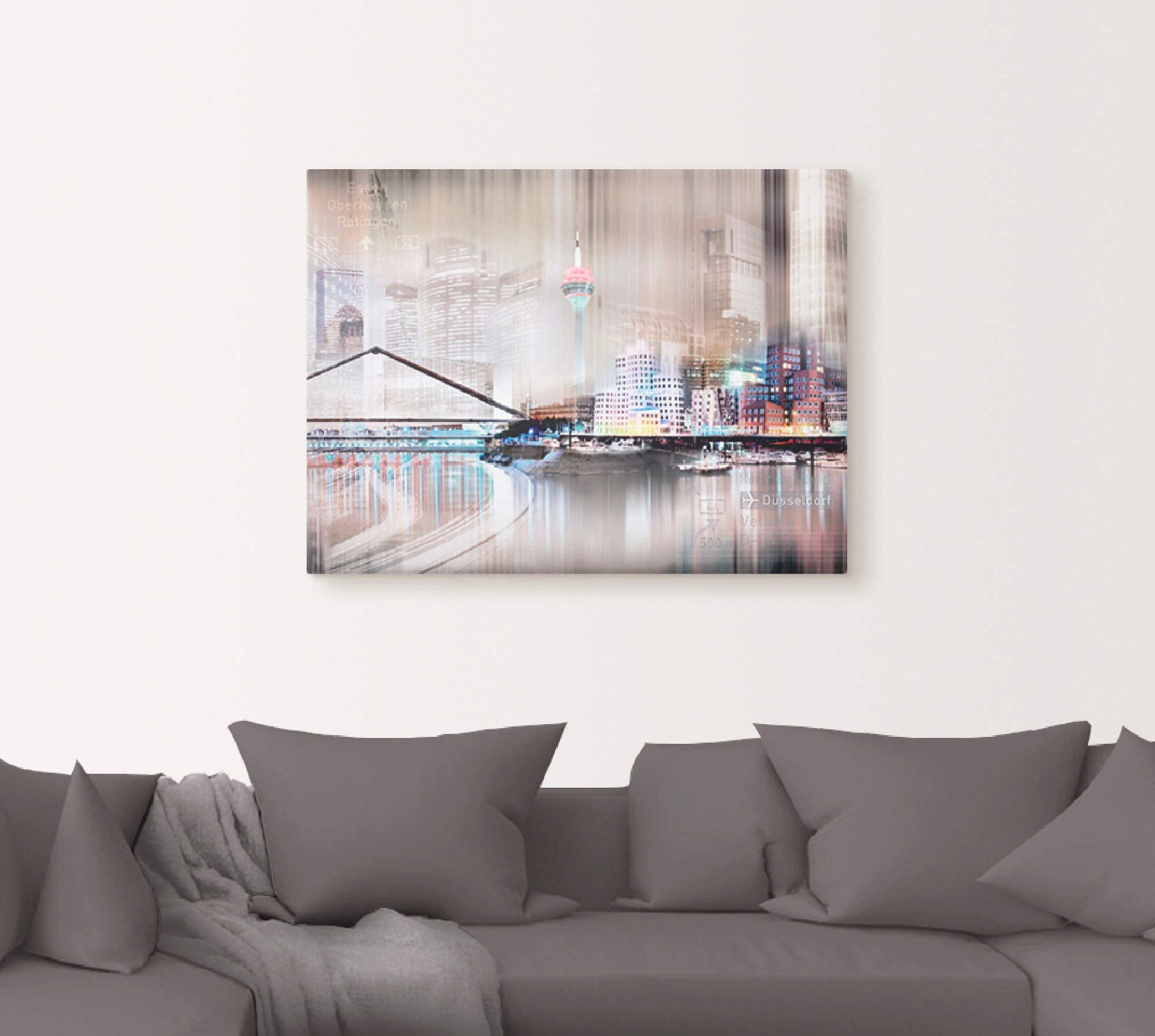 Artland Artprint op linnen Düsseldorf skyline collage IV