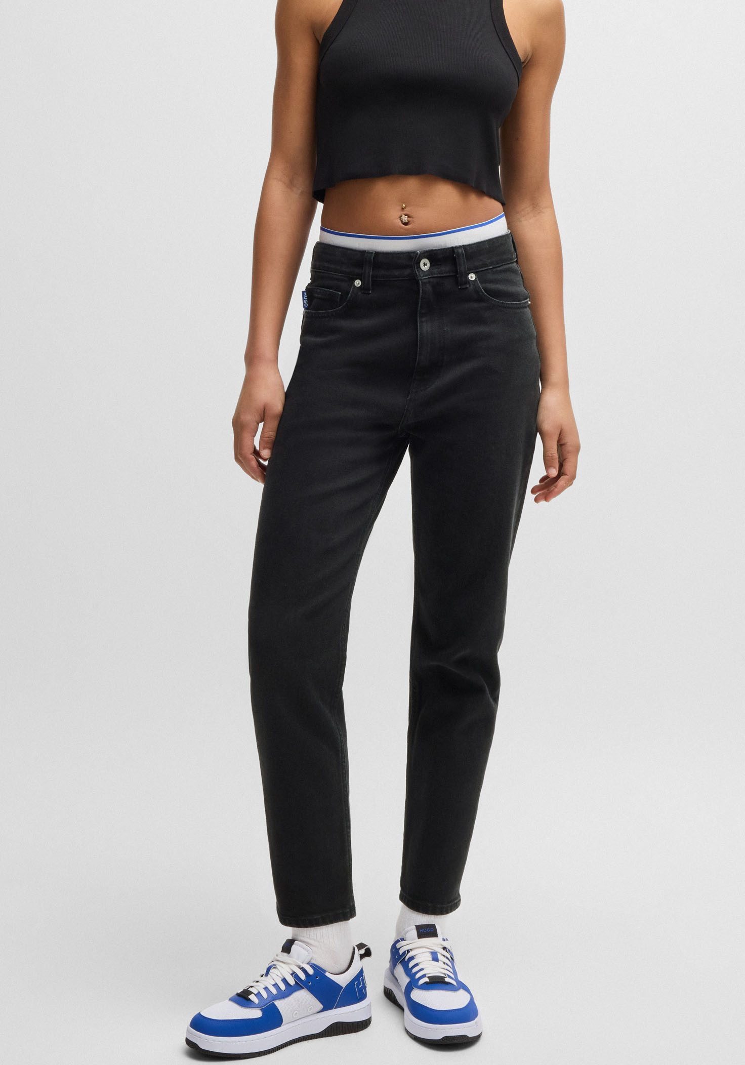 OTTO HUGO Blue Mom jeans Noe_B Straight fit jeans met hoge taille dames jeans maat 30 zwart