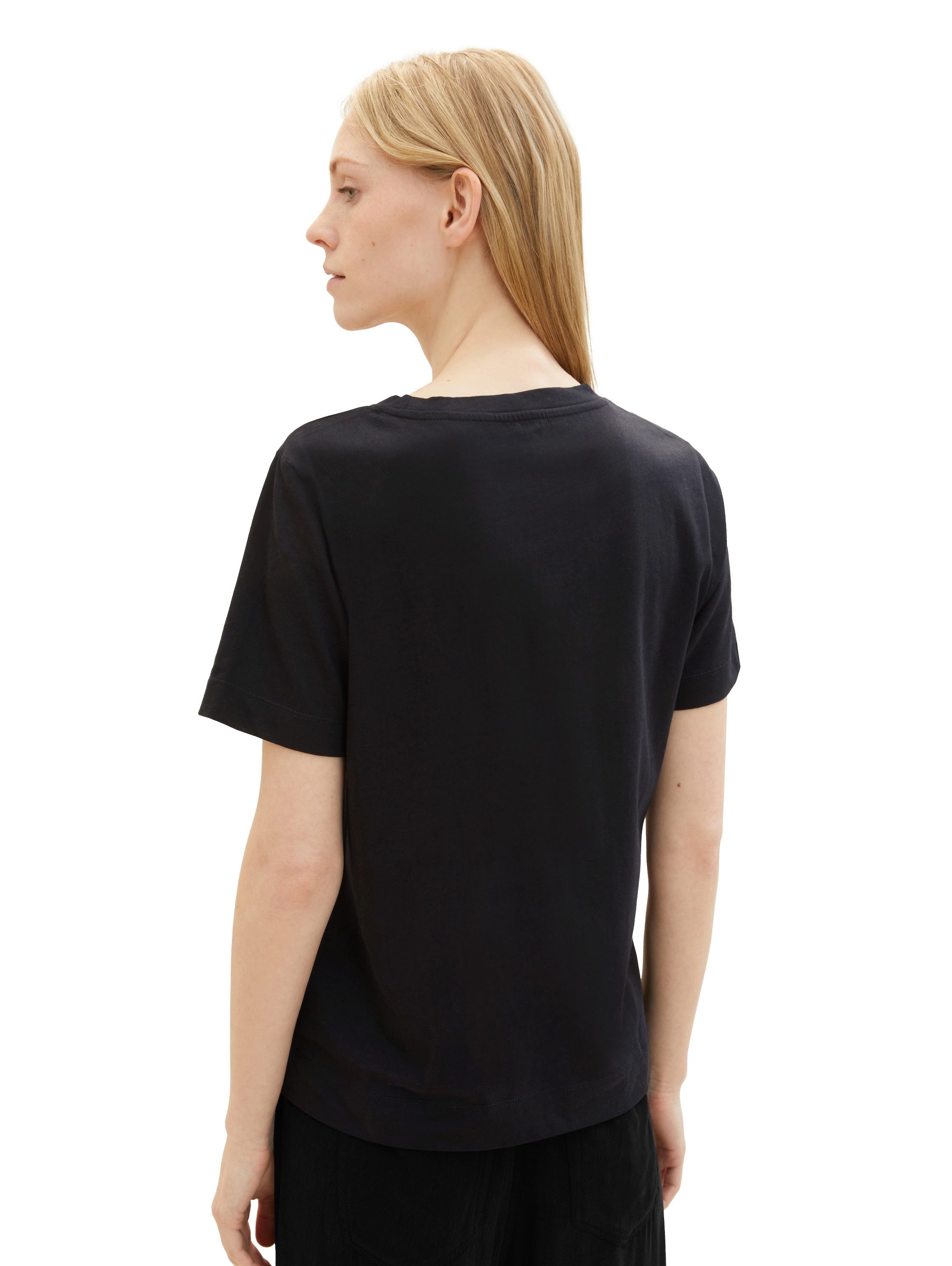 Tom Tailor Shirt met ronde hals met hartmotief als frontprint