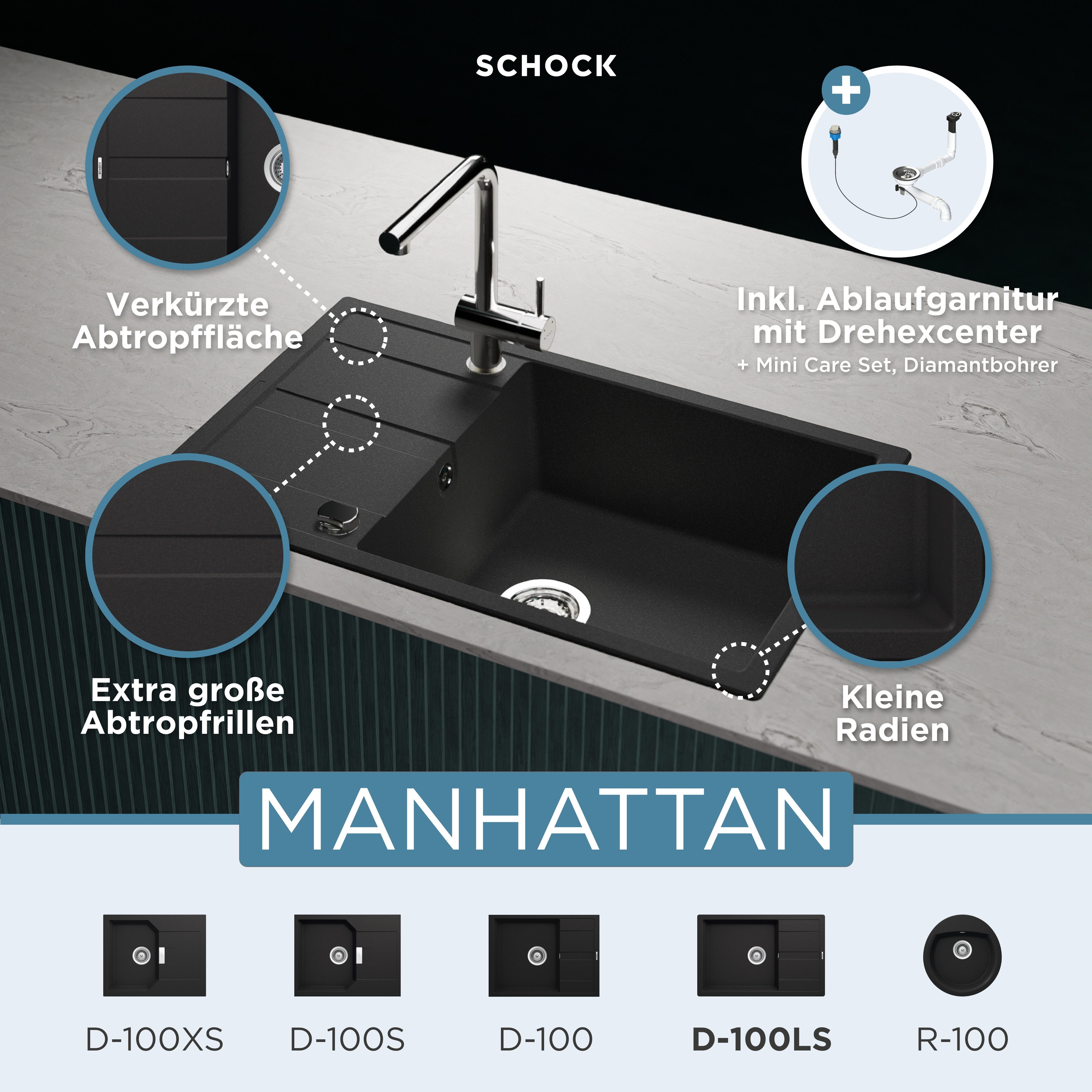 Schock Granieten spoelbak Manhattan D-100LS