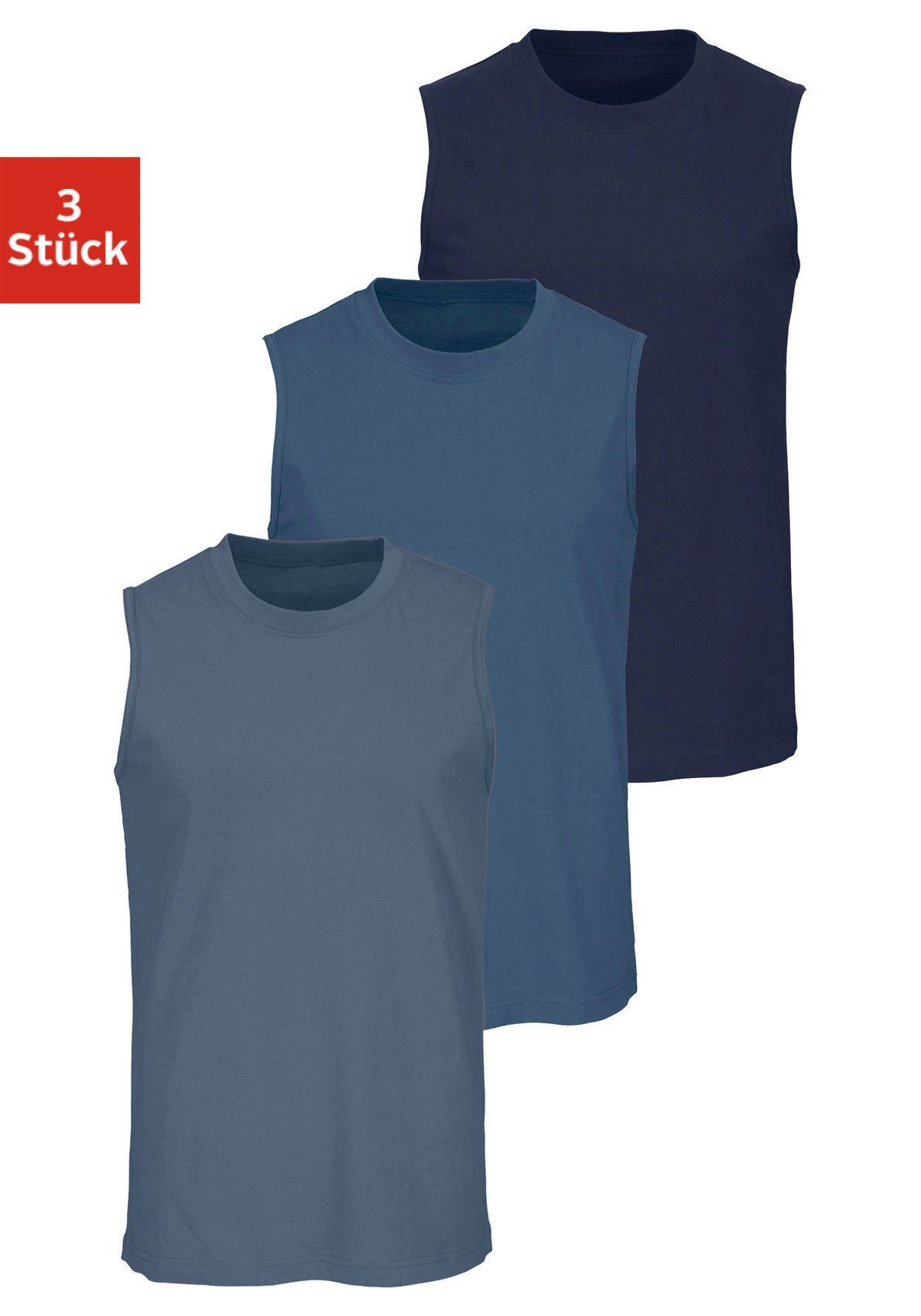 H.I.S Muscle-shirt met een ronde hals (set, 3-delig)