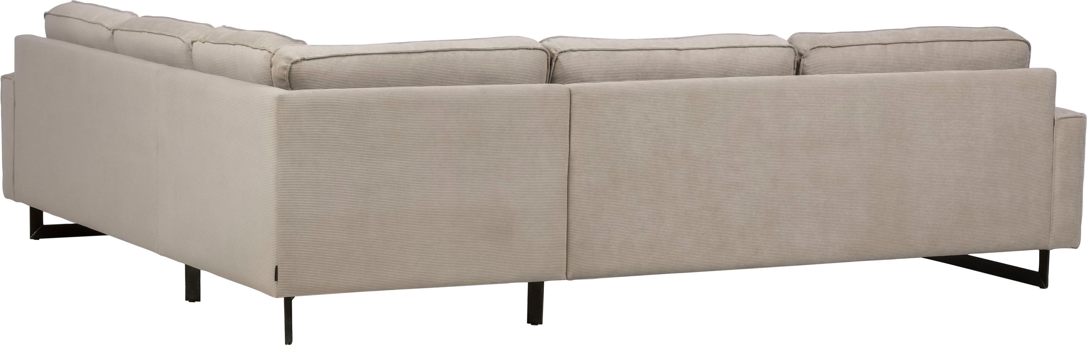 Places of Style Hoekbank Pinto, XXL, 250/290 cm, lange arm, ottomane Cord, fijncord, luxe-microvezel leer en chenille
