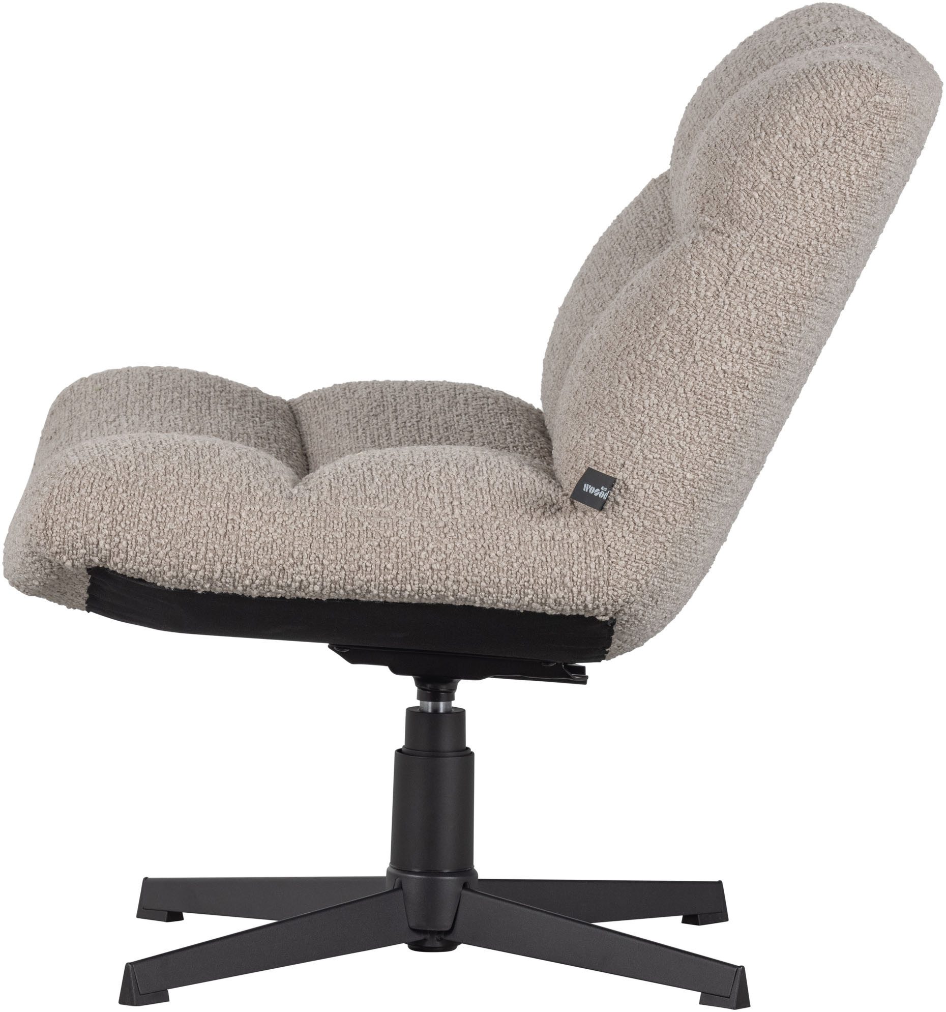 WOOOD Draaibare fauteuil Vinny gepolsterd met zacht bouclé, stevige metalen voet, breedte 75 cm