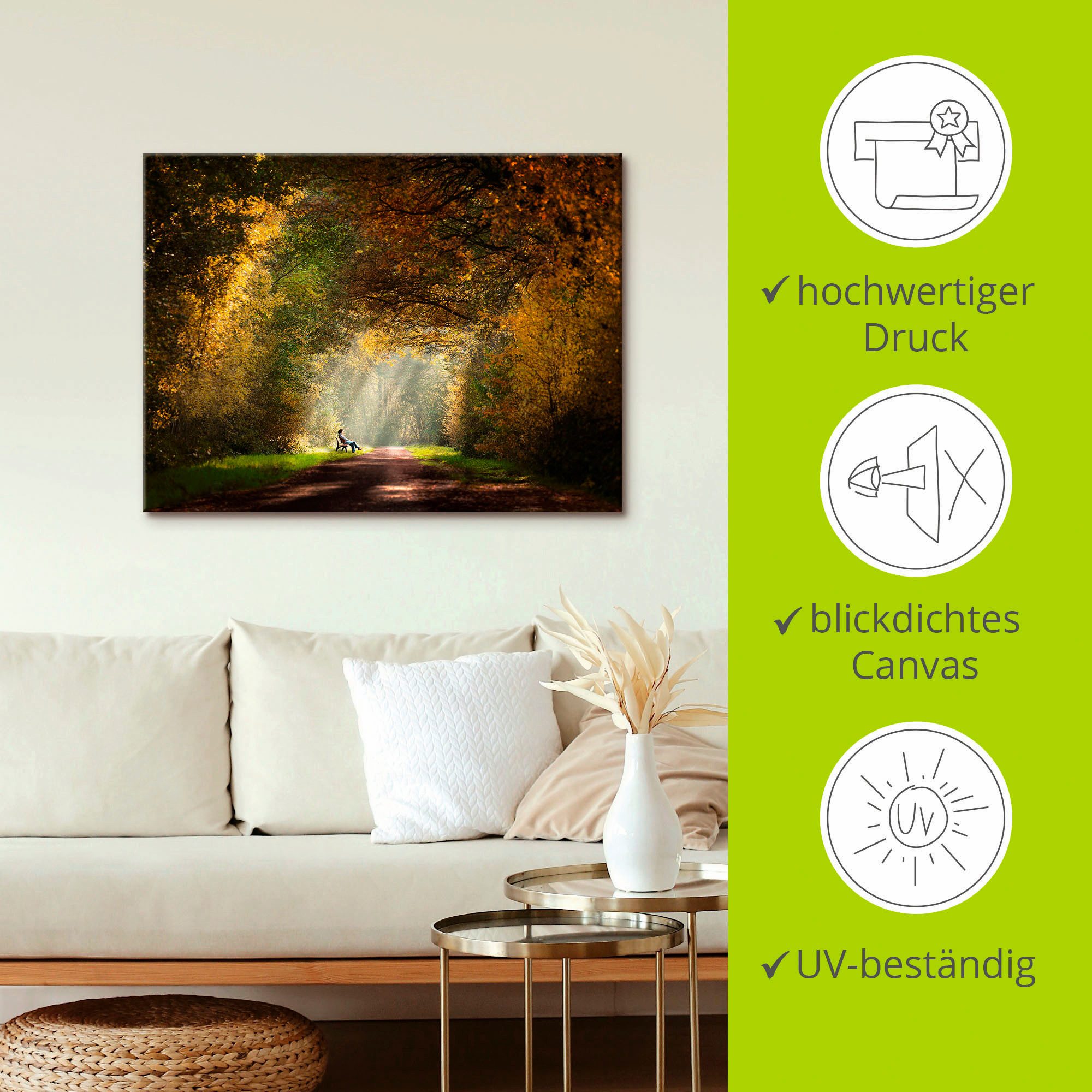 Artland Artprint Licht aan het eind van de tunnel... als artprint op linnen, muursticker in verschillende maten