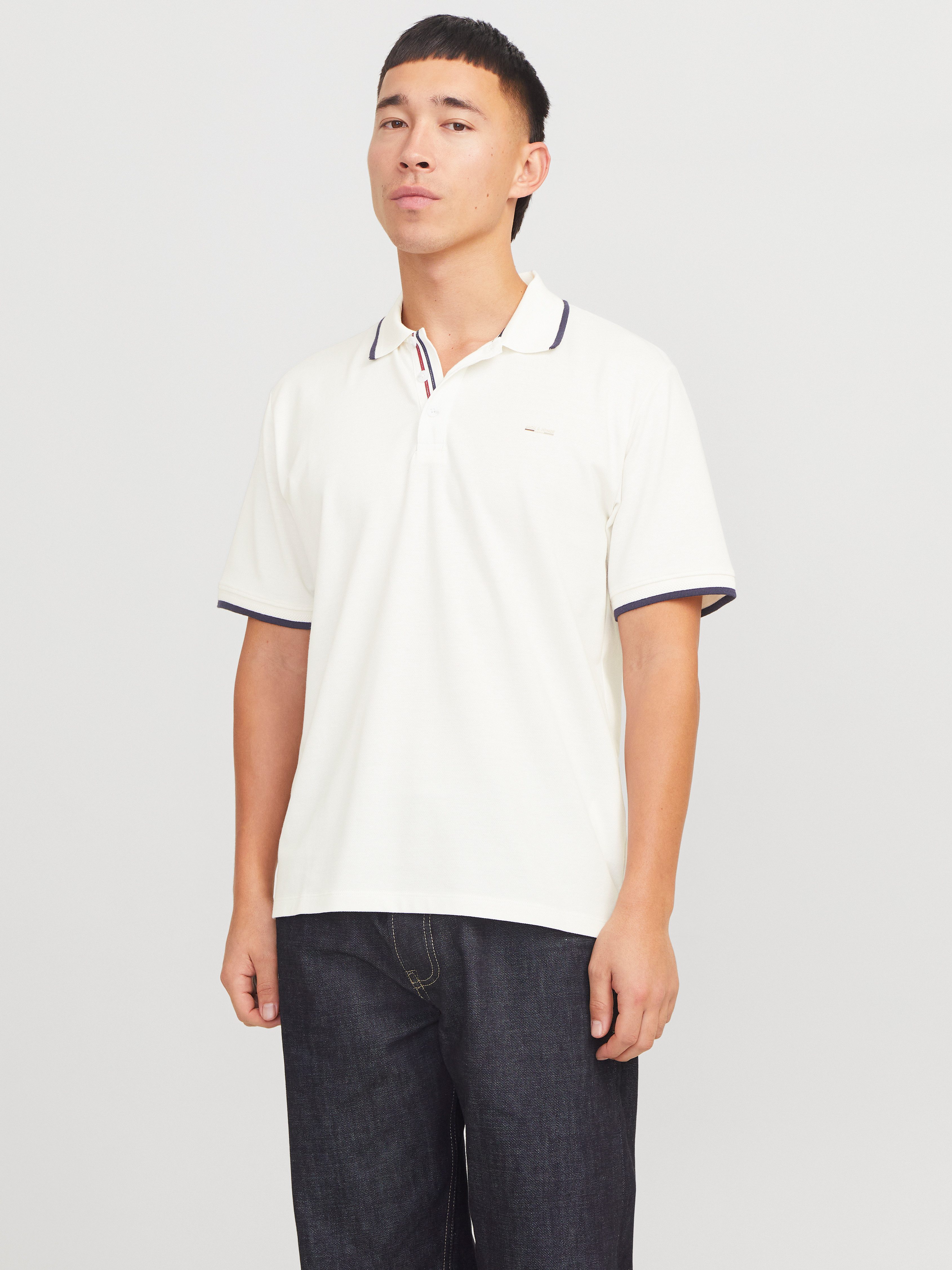 Jack & Jones Poloshirt JPRBLUALVES SS POLO SN heren poloshirts maat S wit