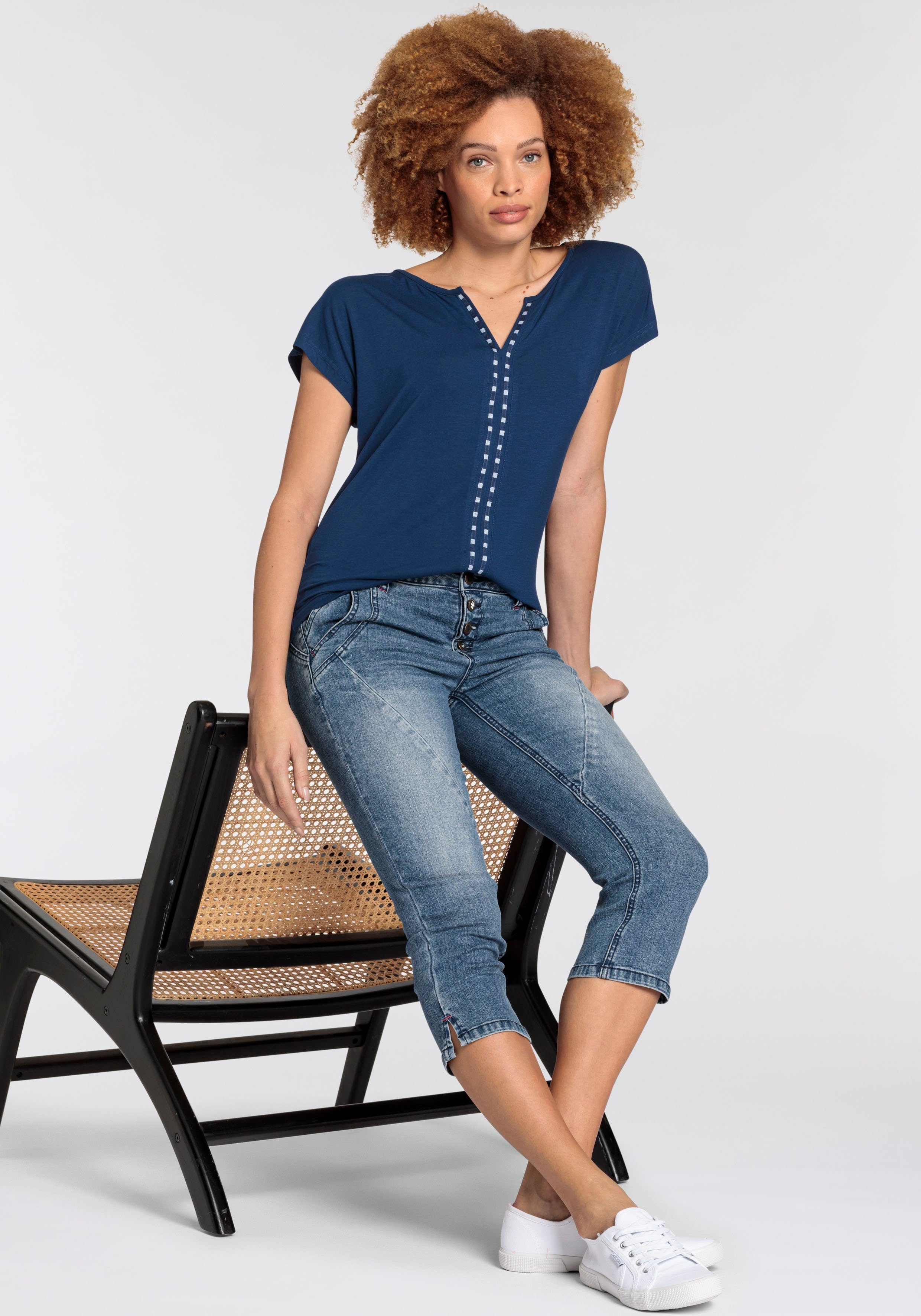 Boysen's Shirt met korte mouwen met gestreepte bies-applicatie - nieuwe collectie