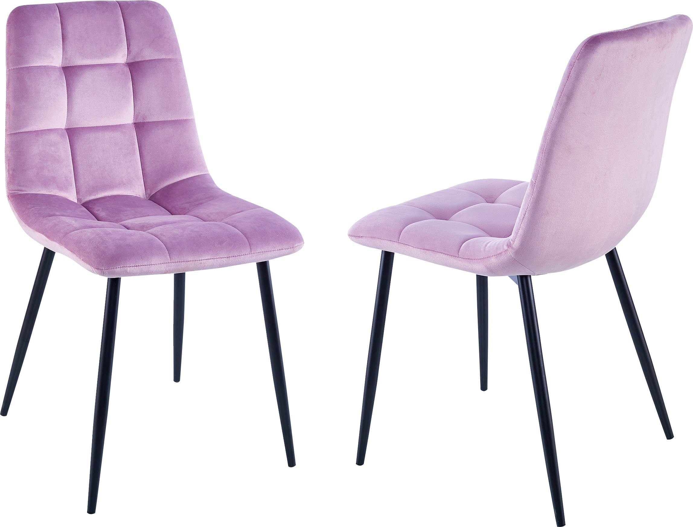 Home affaire Eetkamerstoel Parma Bekleding in fluwelen stof, keukenstoel (set, 2 stuks)