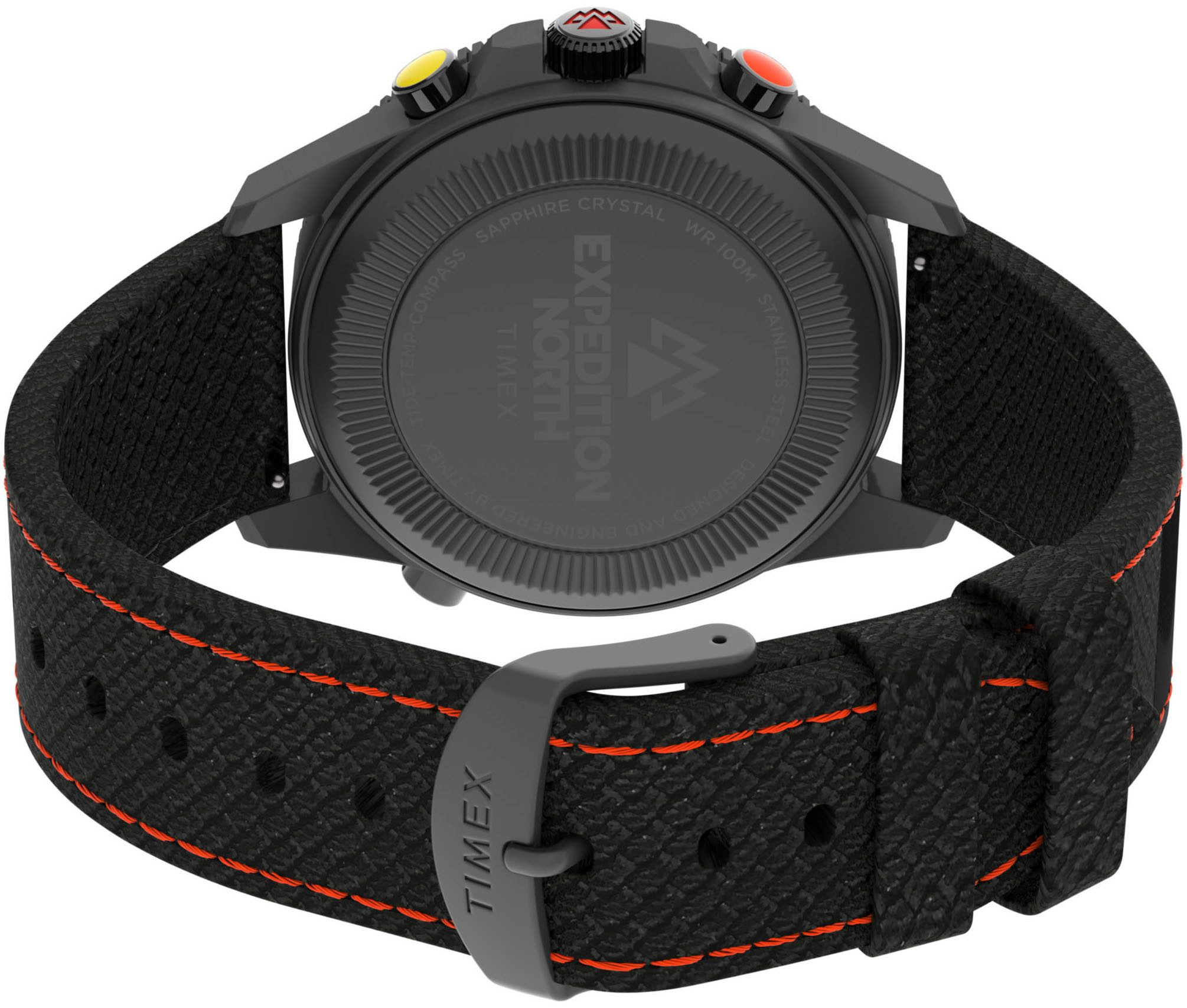 Timex Kwartshorloge TIDE/TEMP/COMPASS Horloge, herenhorloge, datum, lichtgevende wijzers, saffierglas, textielband
