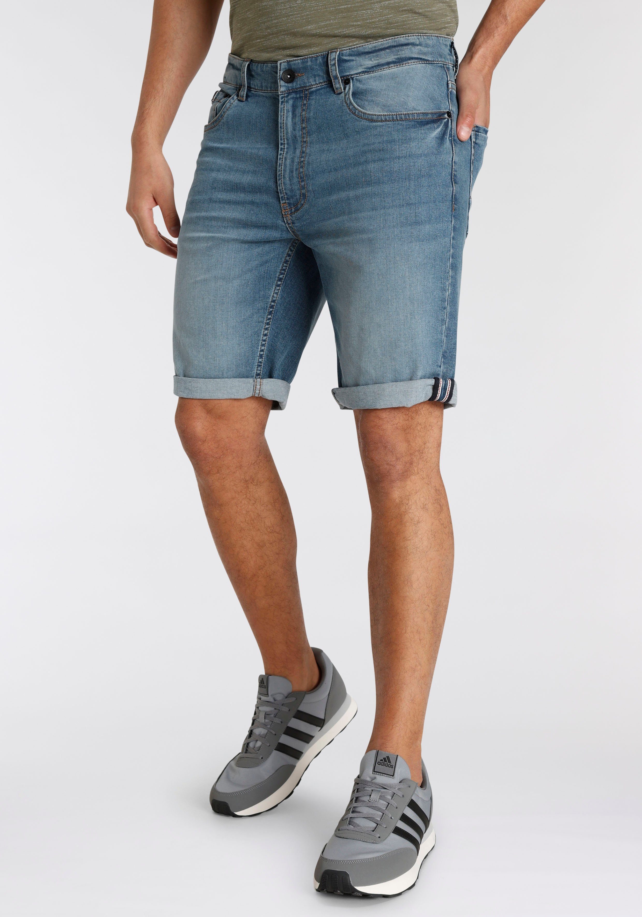 H.I.S Jeansshort DEYO rechte snit, used-wassing, lage taille