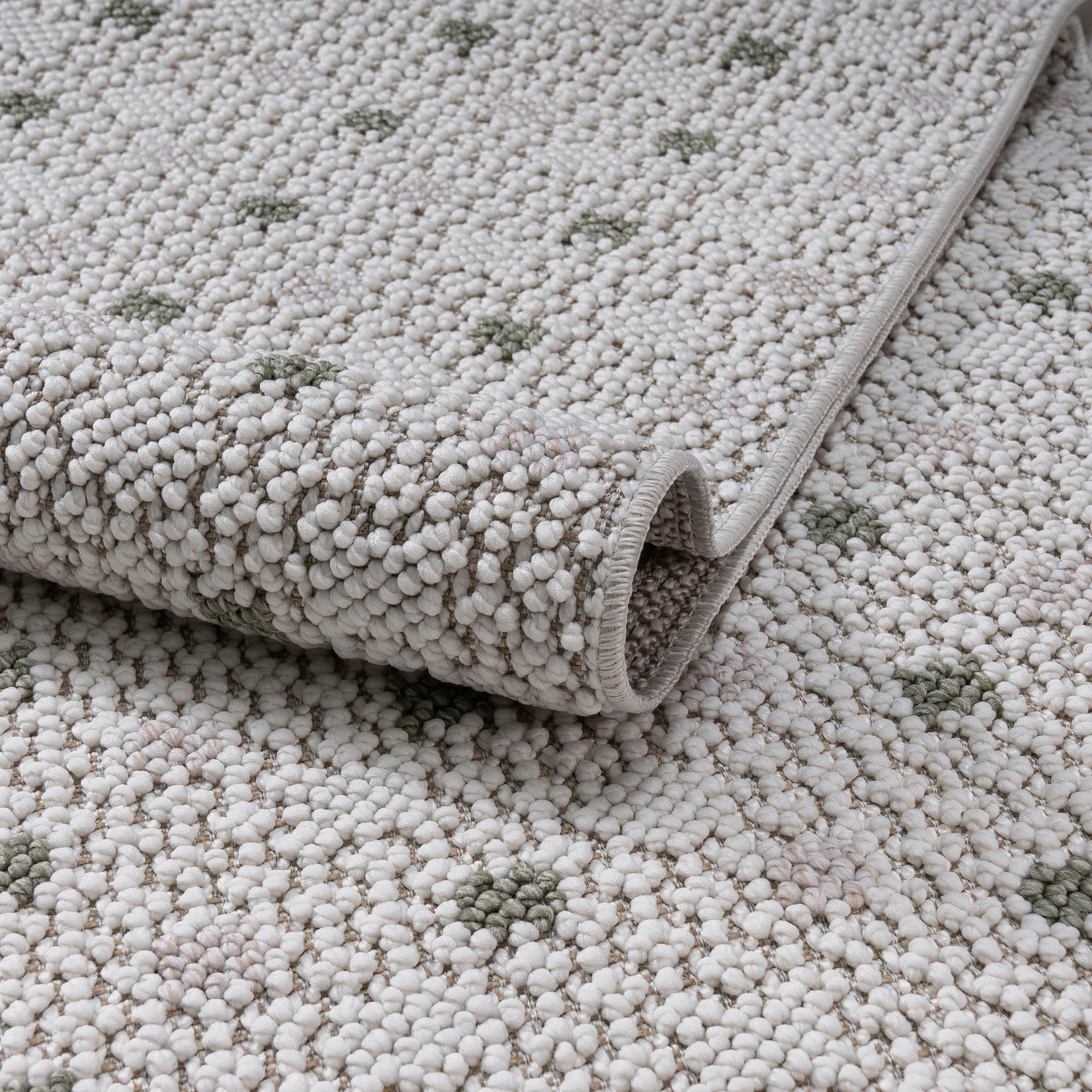 Bruno Banani Vloerkleed Dotty Wol-look, hoog-laag structuur, geschikt voor binnen en buiten, met franjes