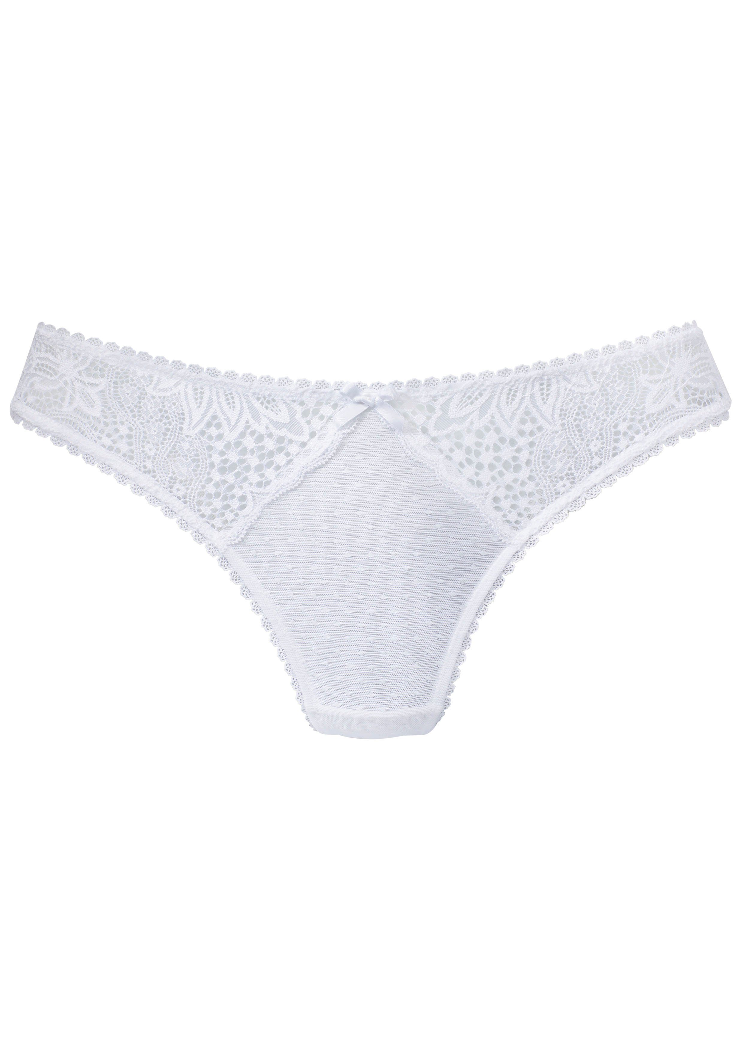 Vivance String met kanten inzetten opzij in gebloemde look