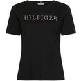 tommy hilfiger t-shirt reg feather print open-nk tee ss met speels tommy hilfiger-logo-opschrift zwart