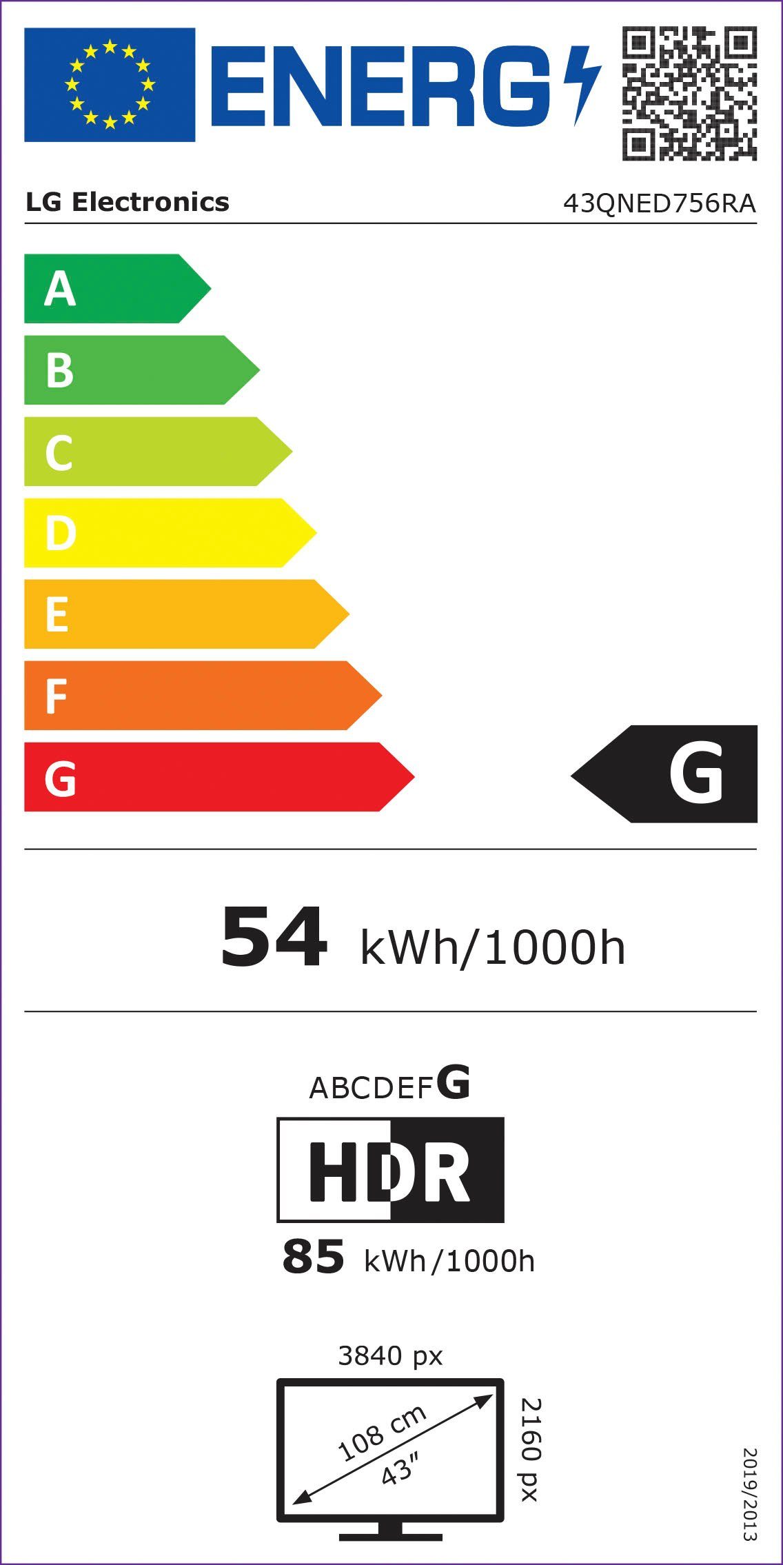 LG QNED-tv 43QNED756RA, 109 cm / 43", 4K Ultra HD, Smart TV, QNED, α5 Gen6 4K AI-Processor, HDR10, HDMI 2.0, Single Triple Tuner