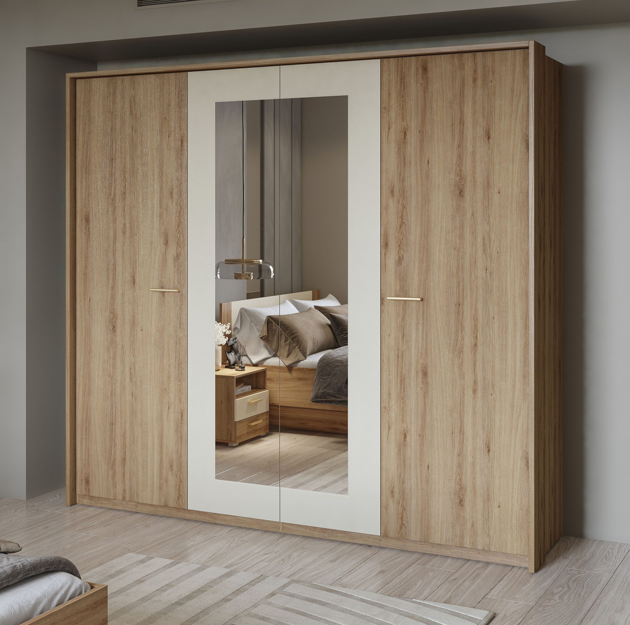 Home affaire Draaideurkast Bitry, linnenkast incl. complete binneninrichting Kledingkast, verstelbare planken 22 mm dik, mooie houtlook