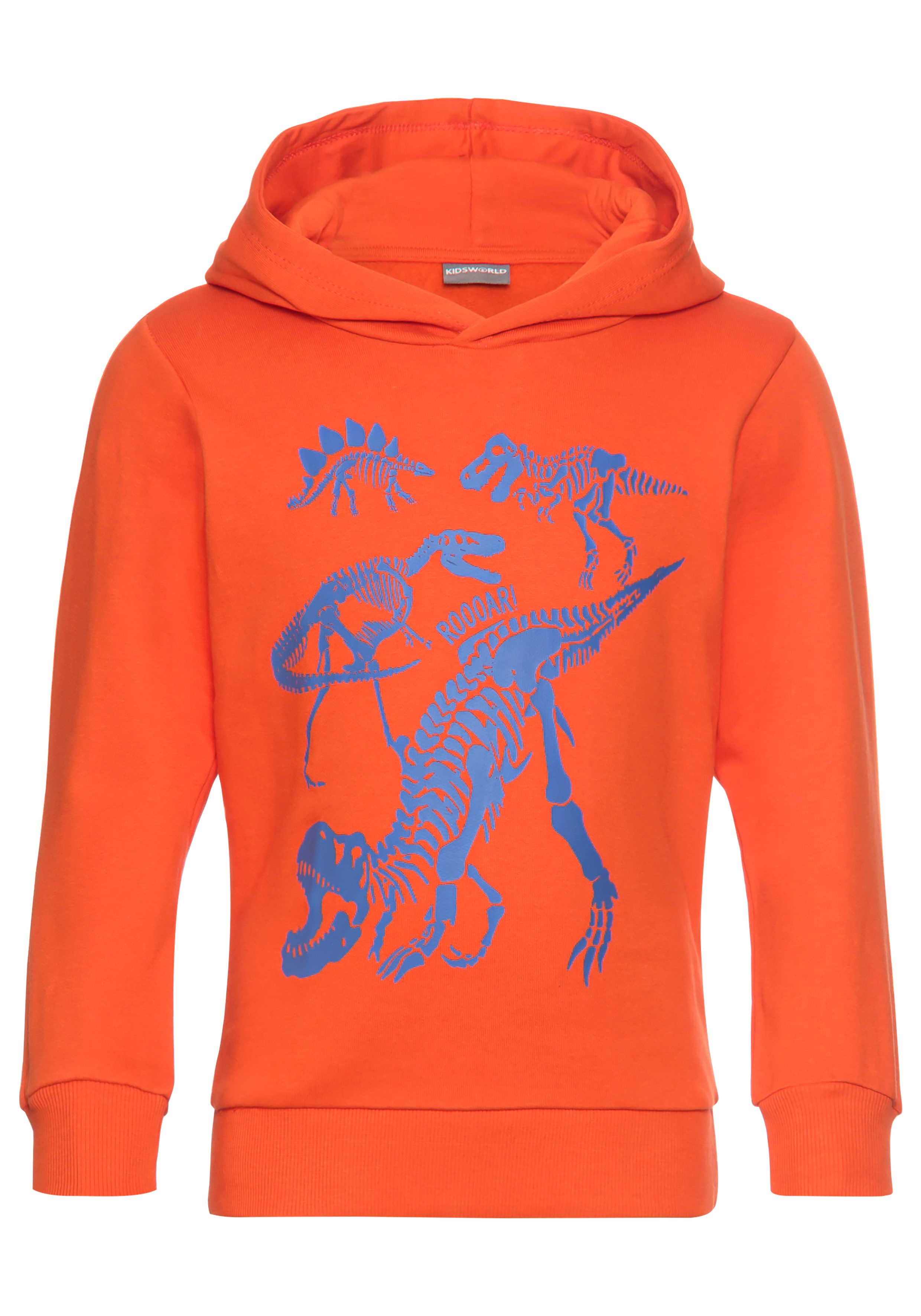 KIDSWORLD Hoodie Dino Lange mouwen, basic pasvorm, met stijlvolle print, van katoen