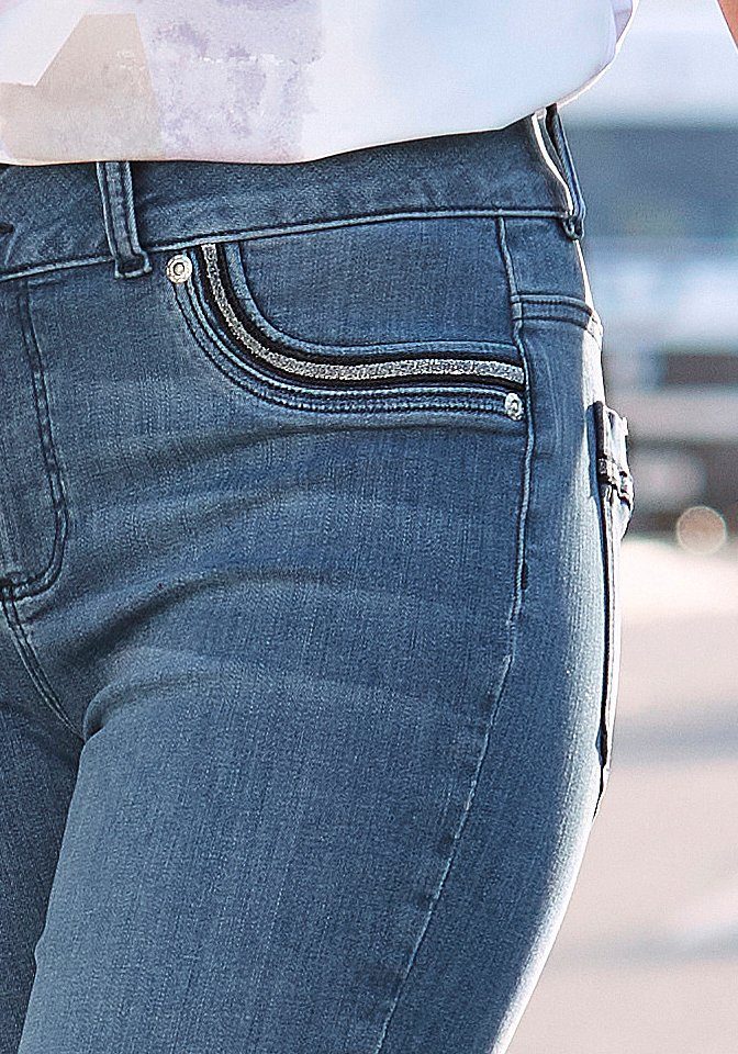 Lascana Capri jeans met versierde zakken elastische 7 8-jeans van katoen