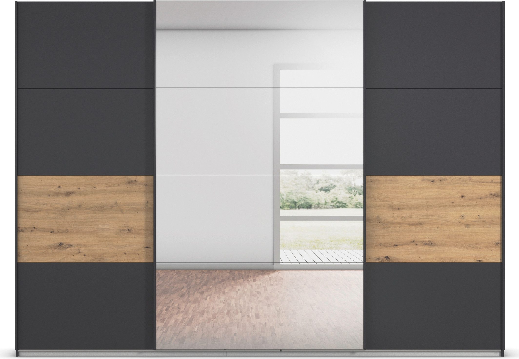 rauch Schuifdeurkast Kledingkast Kast Garderobe CORTONA inclusief indeling, 2 stoffen dozen en extra planken