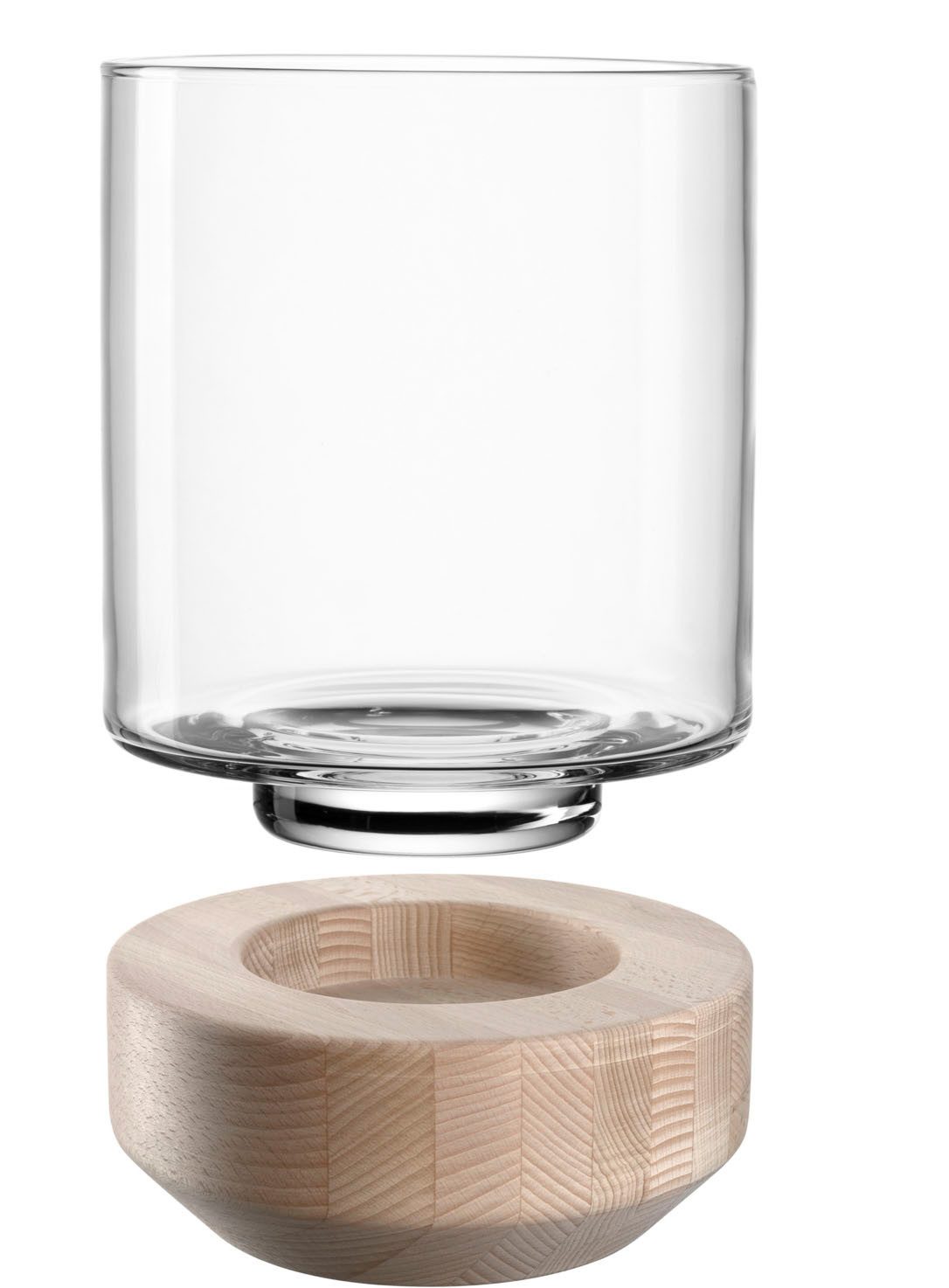 LEONARDO Windlicht op houten sokkel LEGNO (1 stuk)