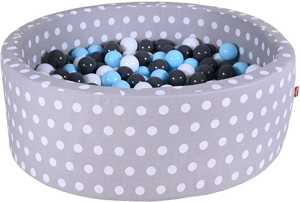 Knorrtoys® Ballenbak Soft, Grey white dots met 300 ballen creme/grey/lightblue, made in europe