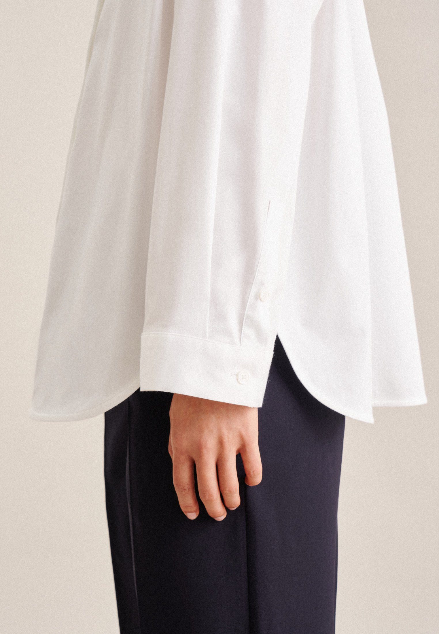 seidensticker Overhemdblouse Zwarte roos Lange mouwen kraag uni