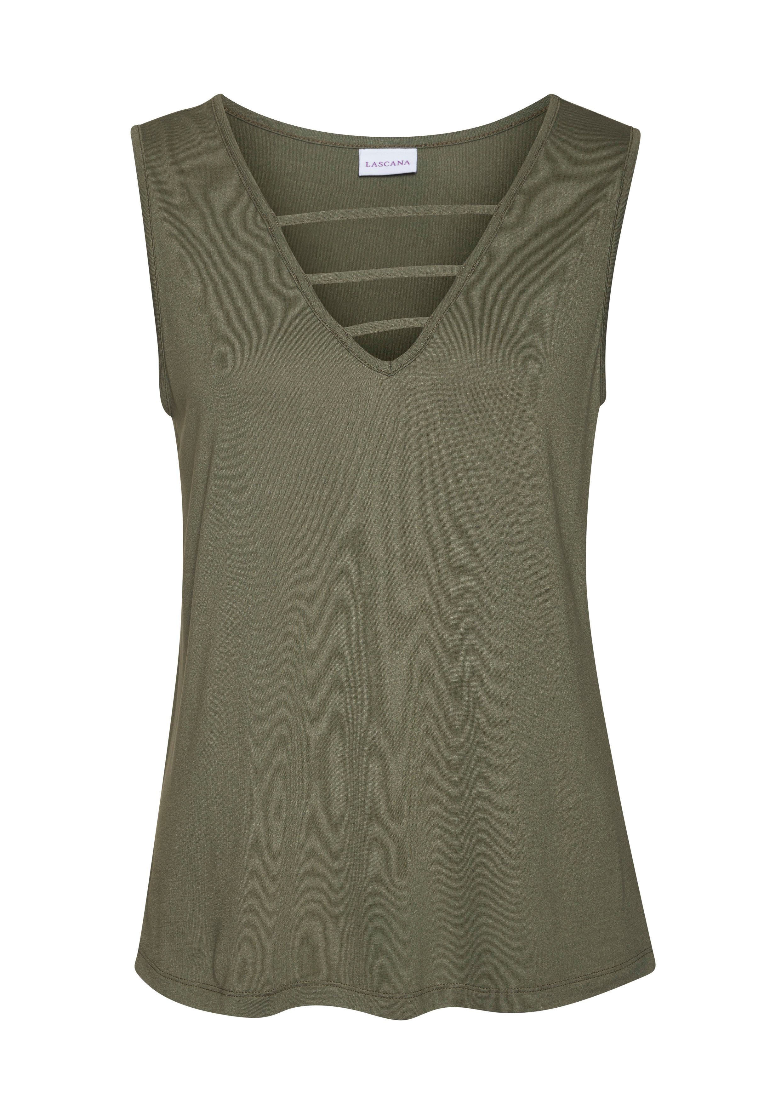 Lascana Tanktop met sierbanden jerseytop modieuze damestop