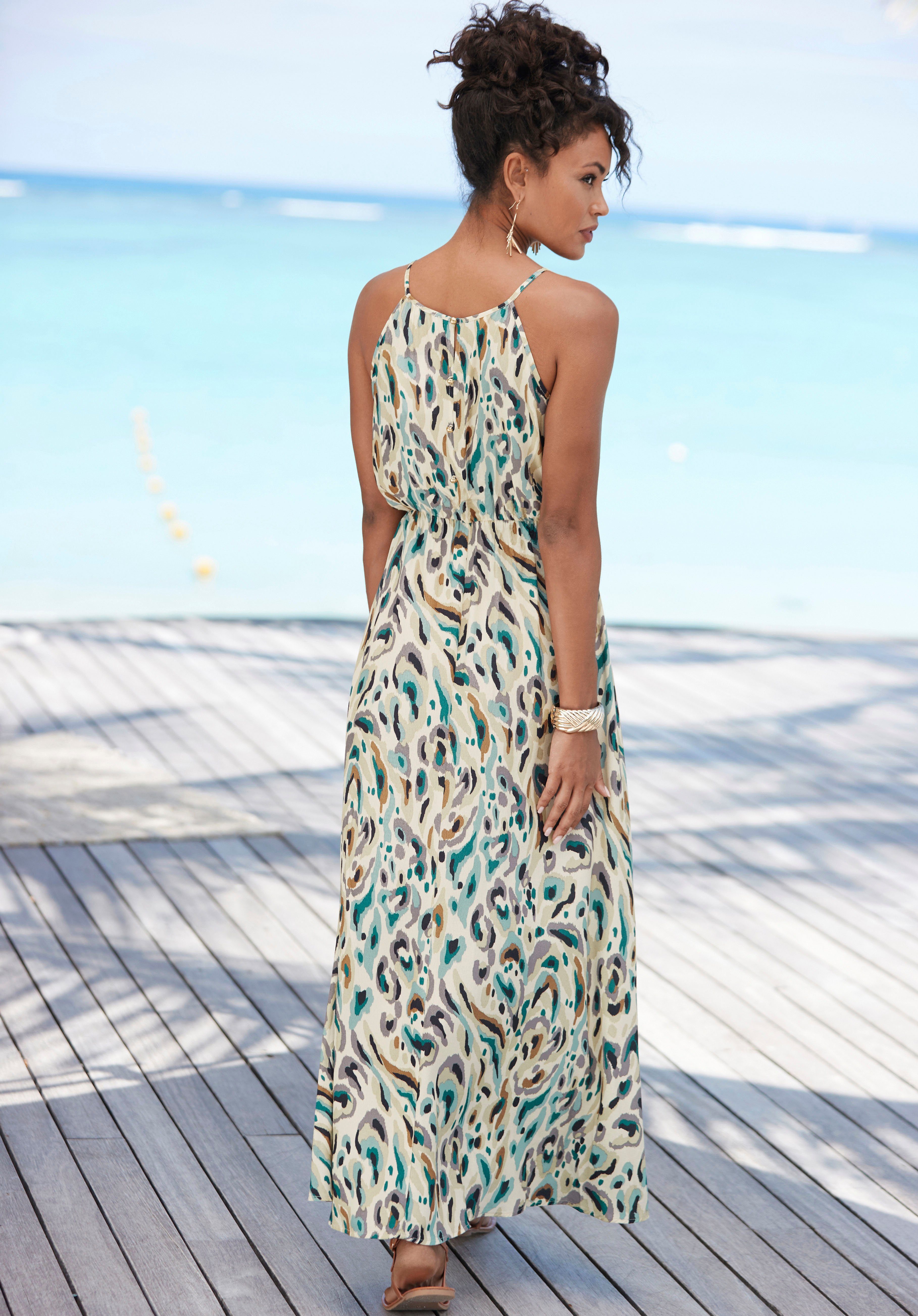 Lascana Maxi-jurk van geweven viscose lichte zomerjurk met aloverprint