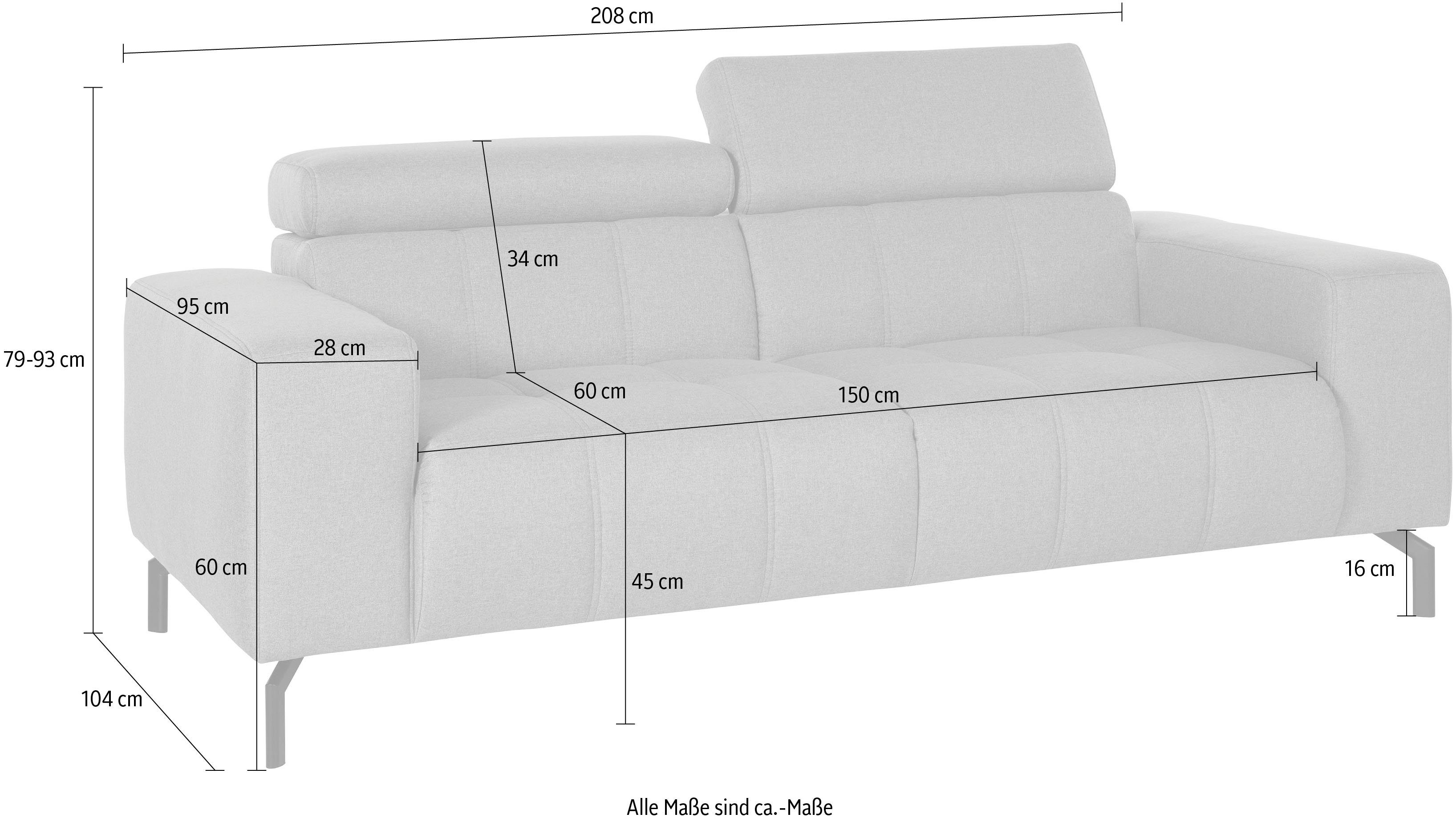 DOMO collection 2-zitsbank Cunelli tijdloos en elegant, moderne zitnaden als designelement,