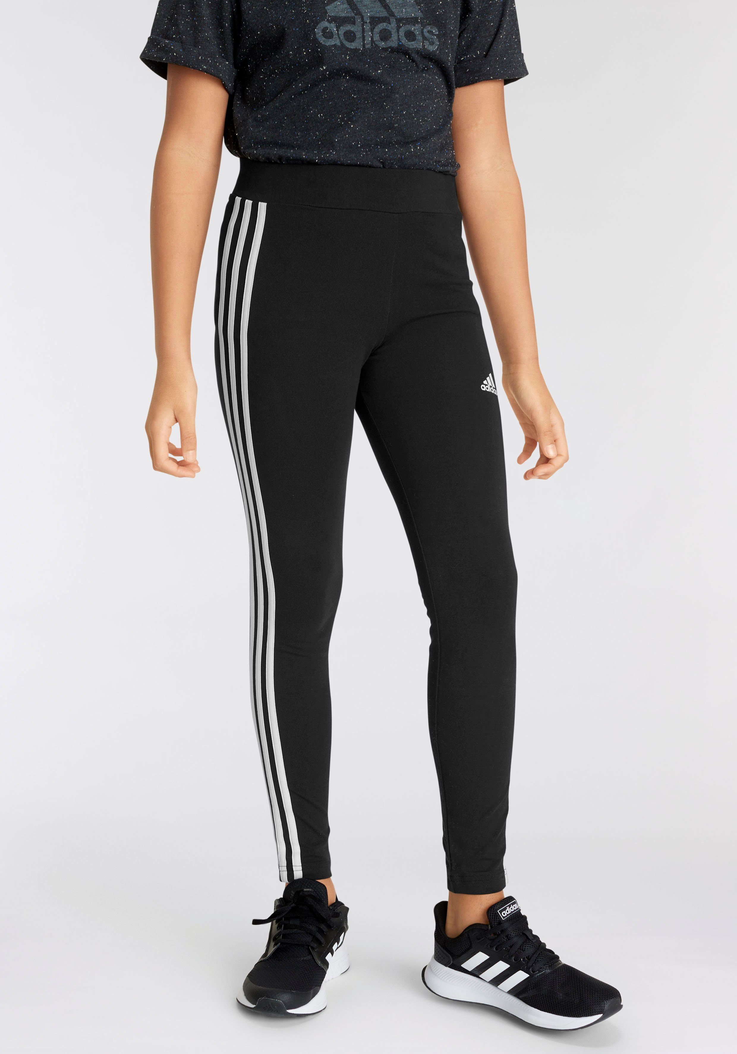 adidas sportswear legging essentials 3-stripes cotton (1-delig) zwart
