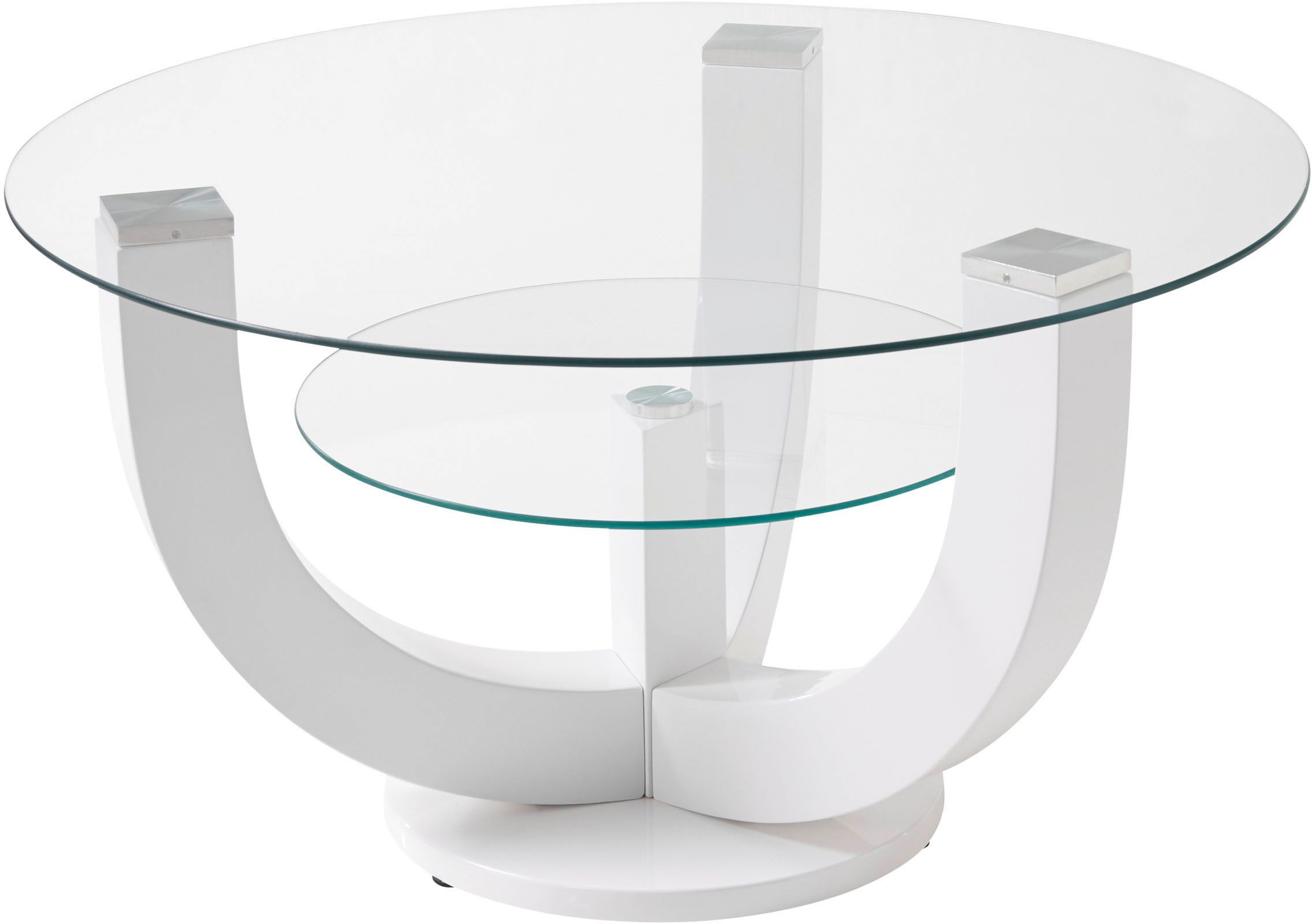 Stolkom Salontafel Denver, TOPSELLER! rond met glas, tafel -onderstel wit hoogglans