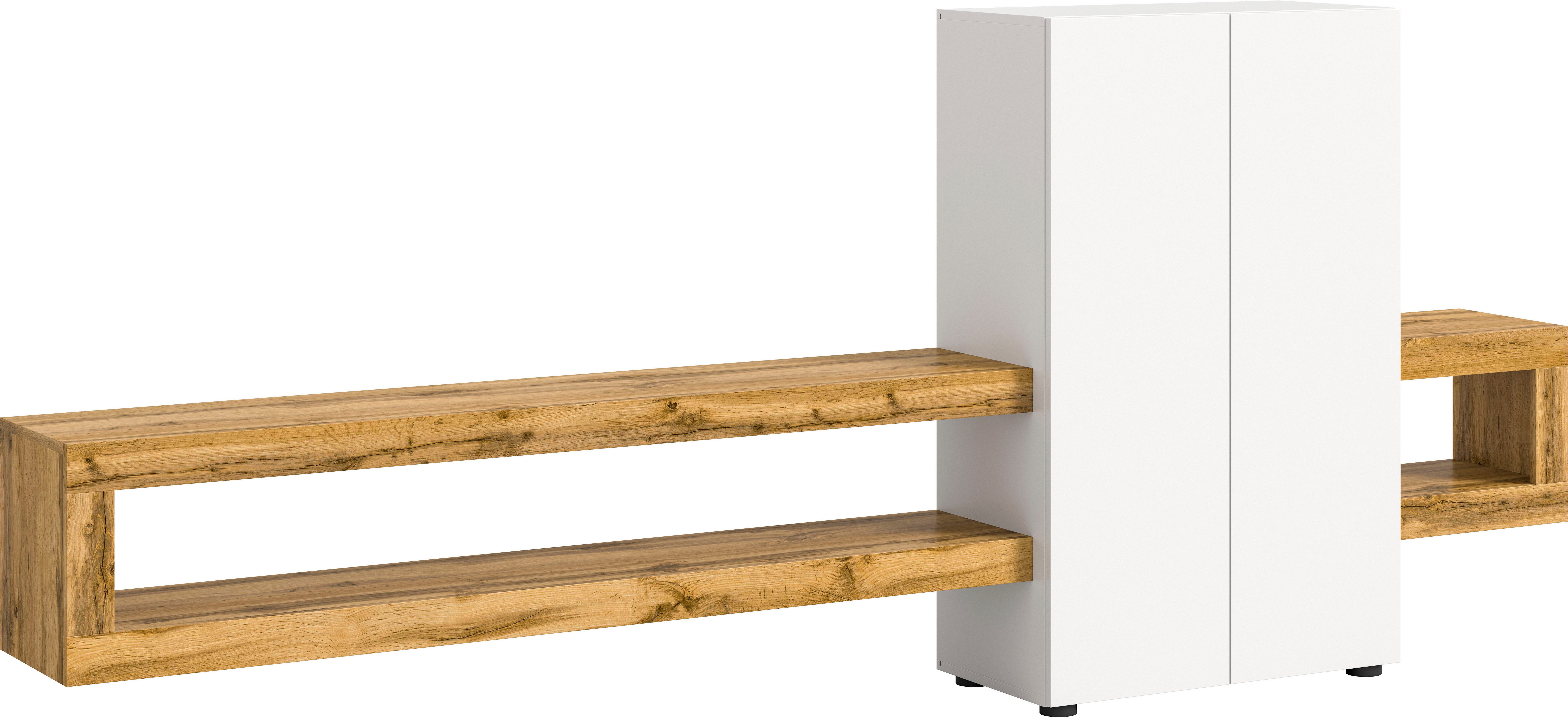 INOSIGN Wandmeubel Zolder, breedte 270 cm, push-to-open, 2 deuren, 2 legplanken 2 open vakken, tv-wand, media-meubels, tv-meubels, woonkamermeubels (2-delig)