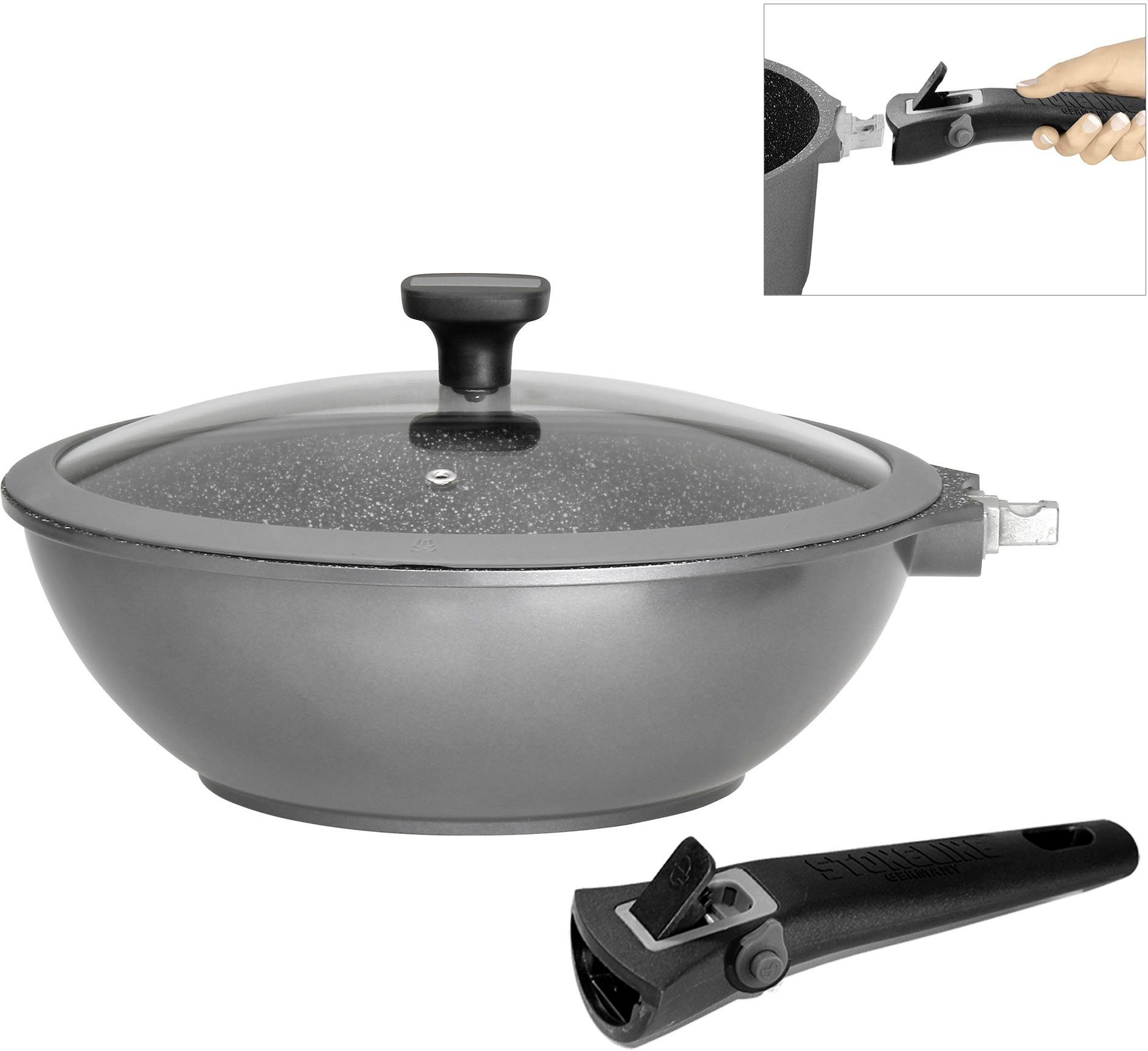 STONELINE Wok Imagination PLUS unieke steenpartikelcoating, ø 30 cm, inductie