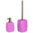 sanilo set badkameraccessoires wave pink bestaand uit zeepdispenser en toiletborstel, mat (combi-set, 2-delig) roze