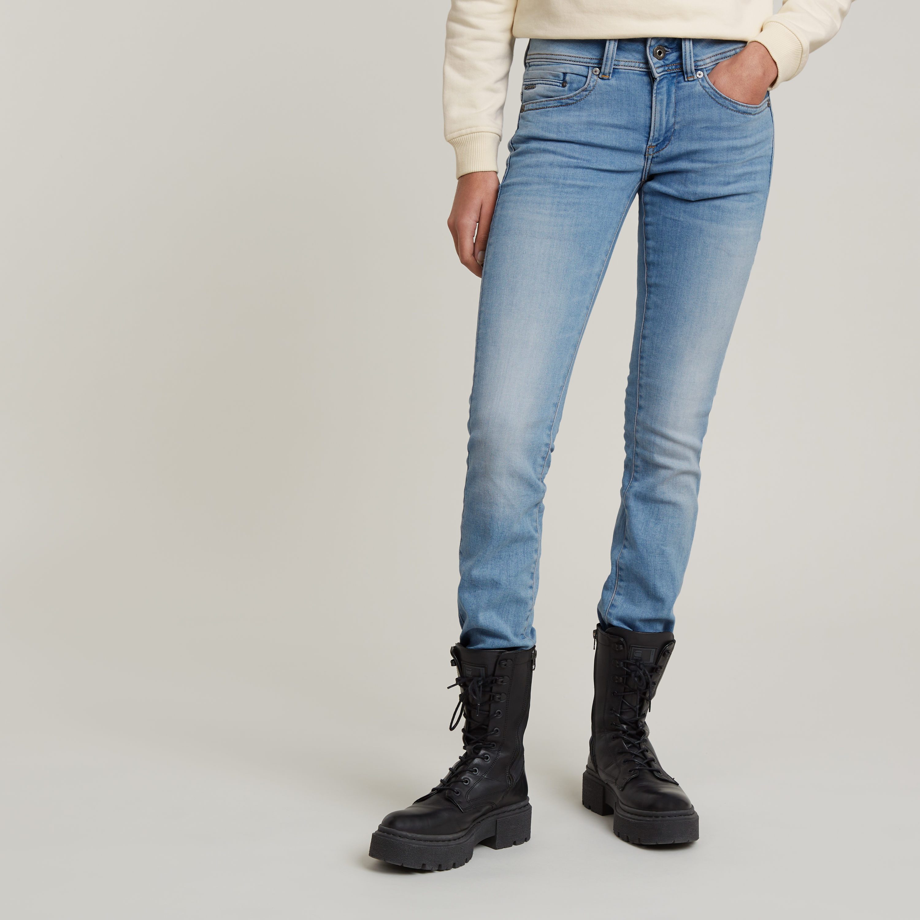 G-Star RAW Straight jeans Midge Saddle Straight 5-pocketsmodel met markante stiknaden