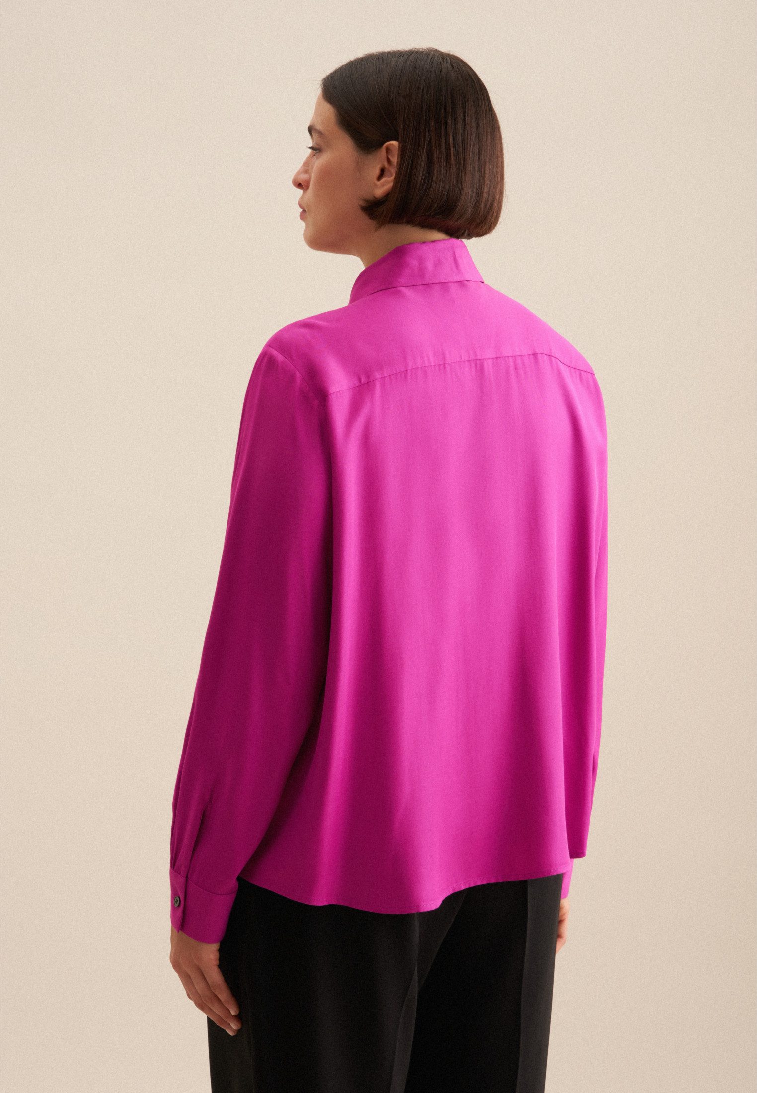 seidensticker Overhemdblouse Zwarte roos Lange mouwen kraag uni