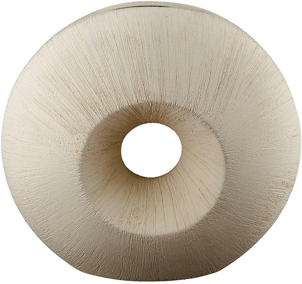 GILDE Tafelvaas Bologna, decoratieve vaas van keramiek, met gekrabde oppervlakstructuur (1 stuk) vazen & bloempotten maat 36 cm x 33 cm x 11 cm wit