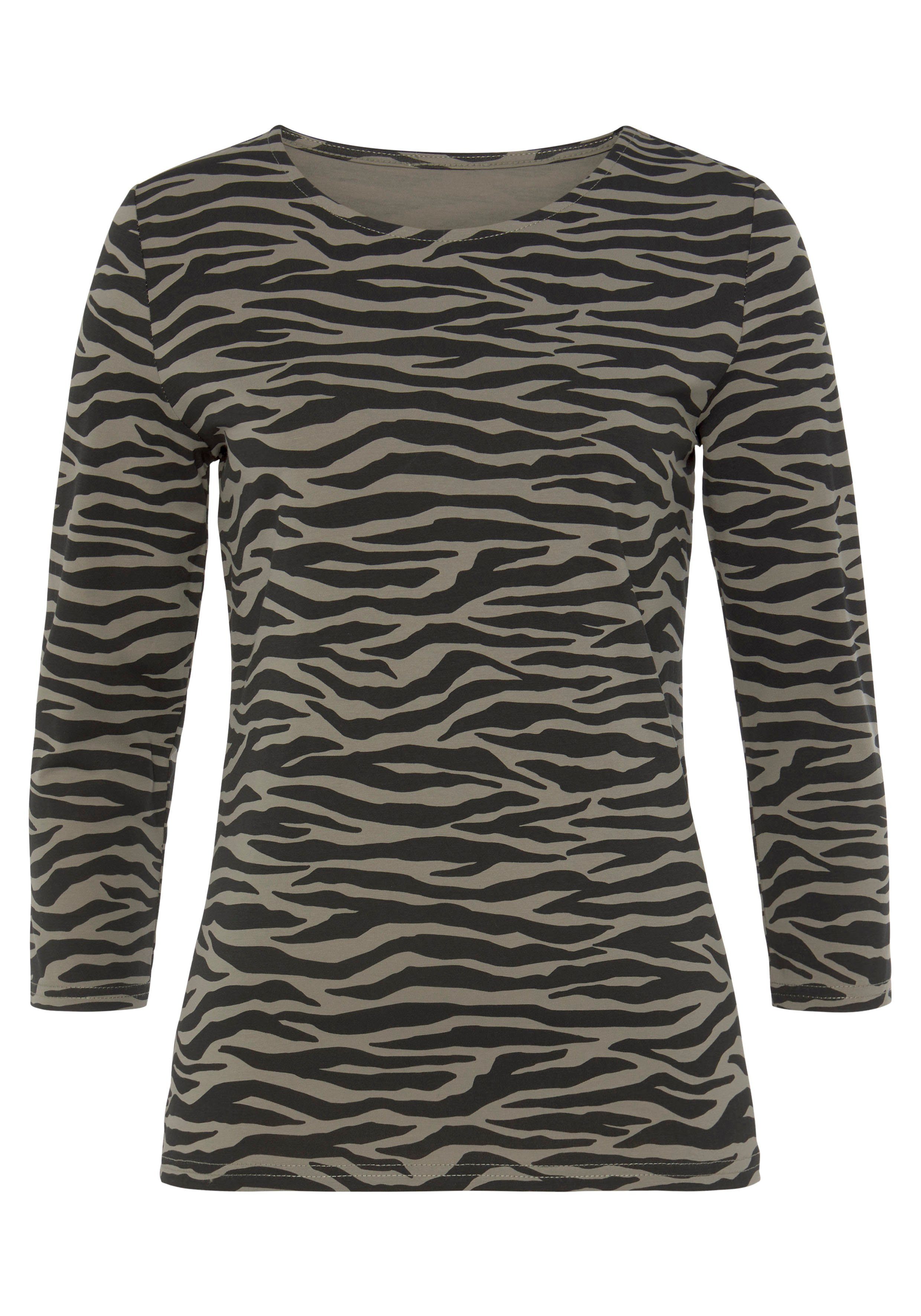 Lascana Shirt met 3/4 mouwen Met modieuze animal-print in een zachte katoenkwaliteit (1-delig)