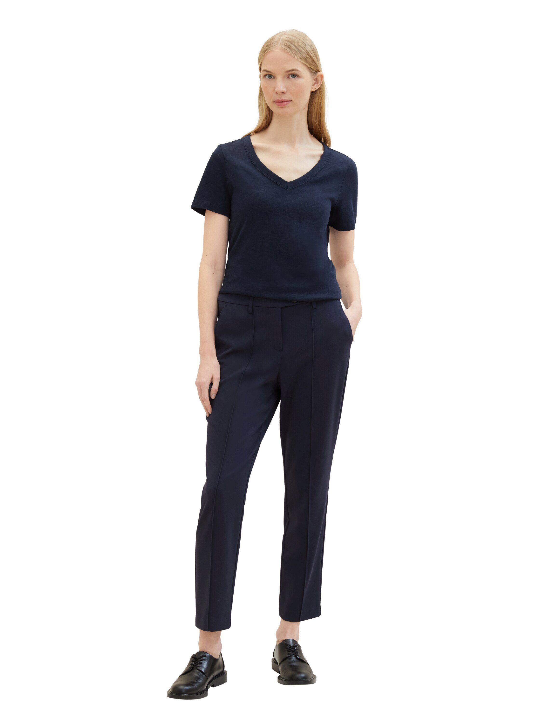 Tom Tailor Shirt met V-hals in gemêleerde look