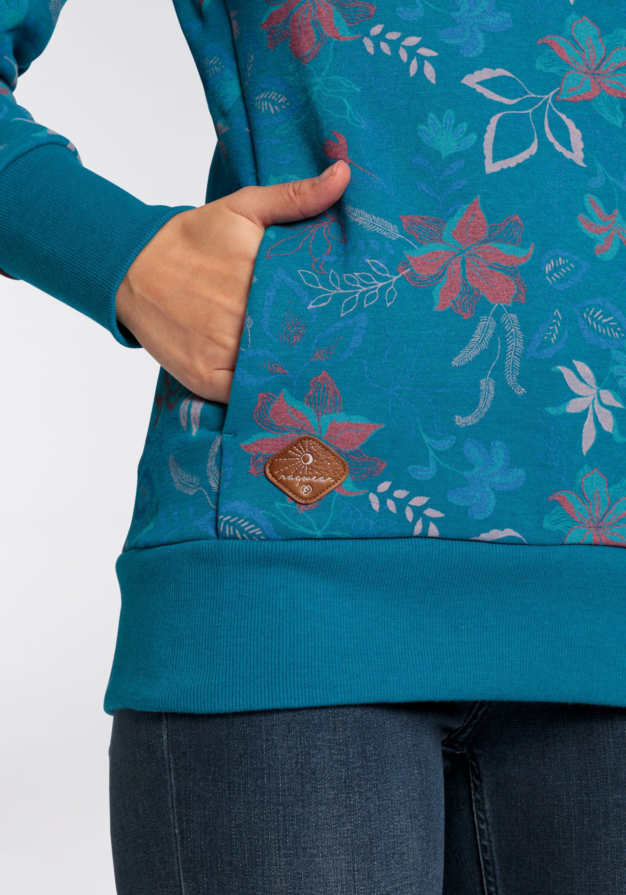 Ragwear Sweater GRIPY FLOWERS O Hoodie met gebloemde print all-over