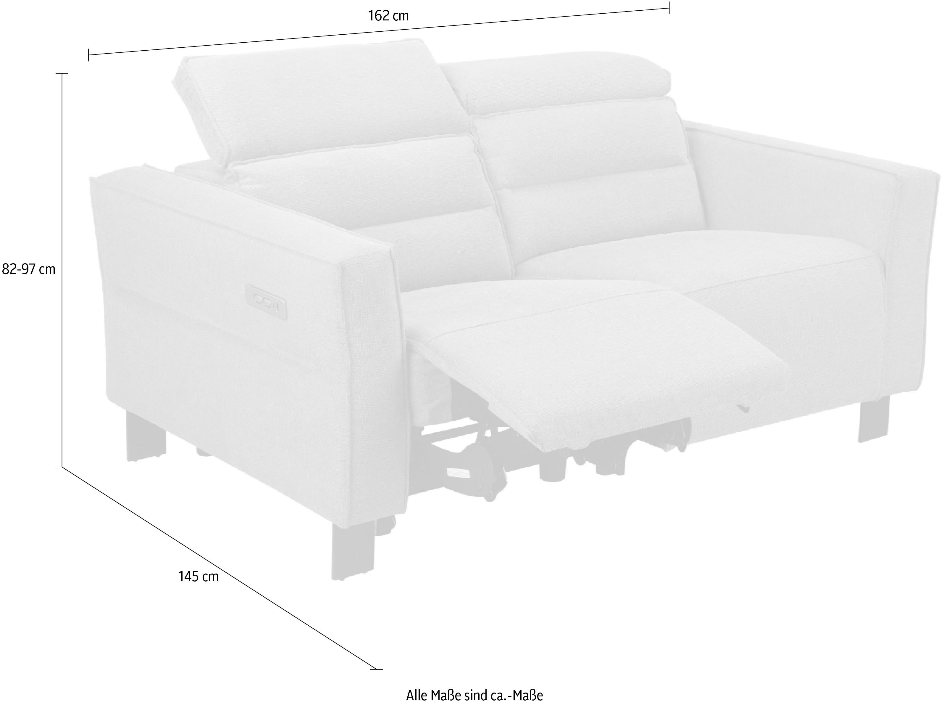 Places of Style 2-zitsbank Carpari, 162 cm, met handmatige of elektrische relaxfunctie